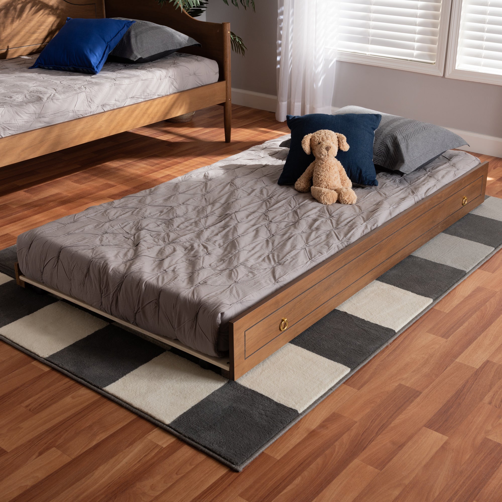 Baxton Studio Alya Classic Traditional Farmhouse Walnut Brown Finished Wood Twin Size Trundle