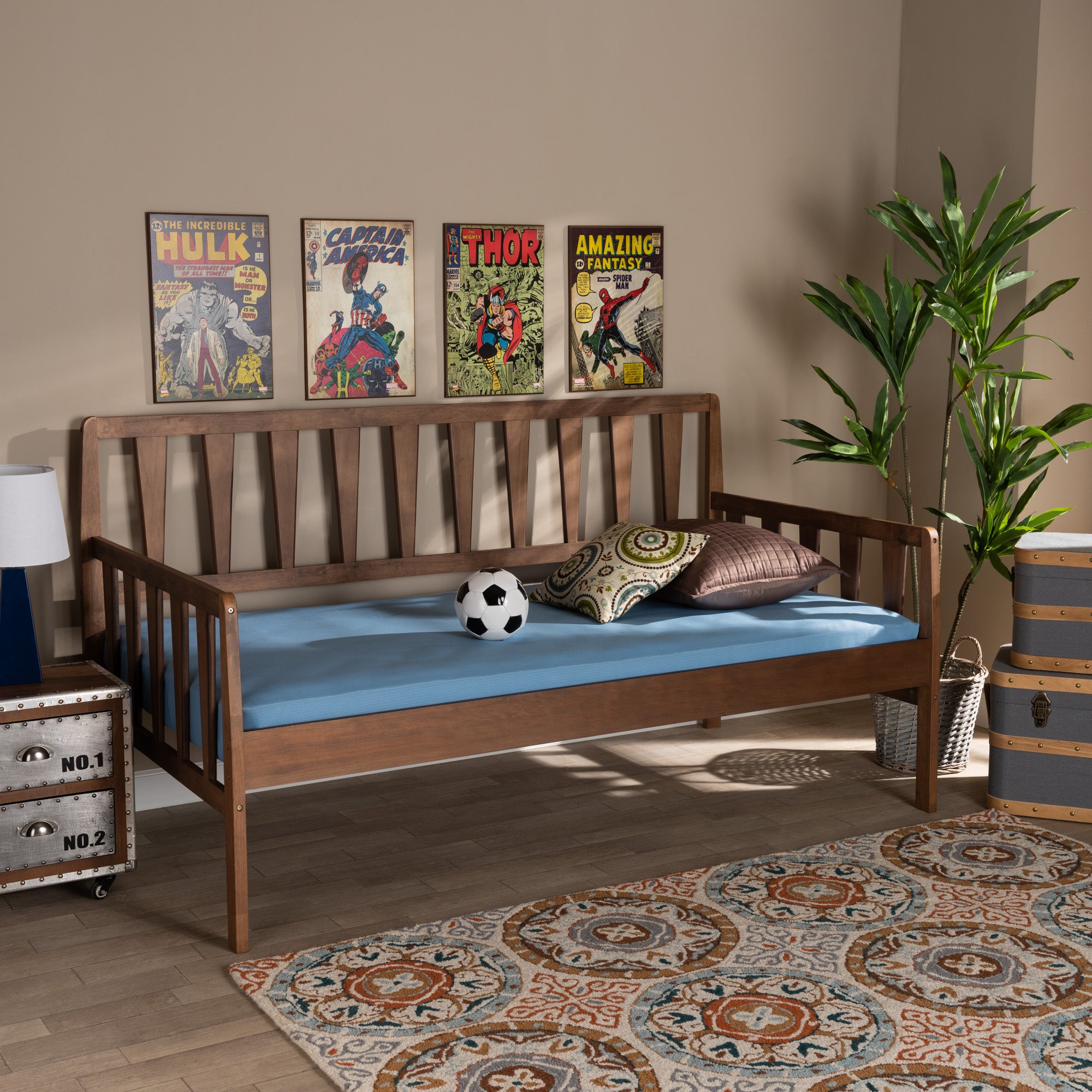 Baxton Studio Midori Modern and Contemporary Transitional Walnut Brown Finished Wood Twin Size Daybed