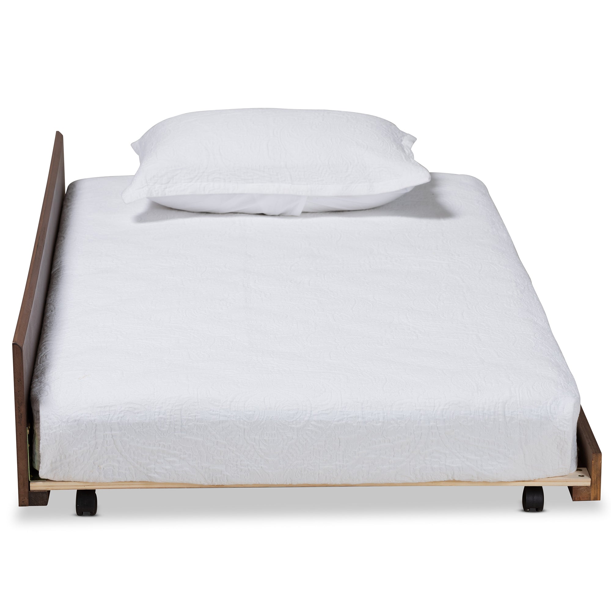 Baxton Studio Midori Modern and Contemporary Transitional Walnut Brown Finished Wood Twin Size Trundle Bed