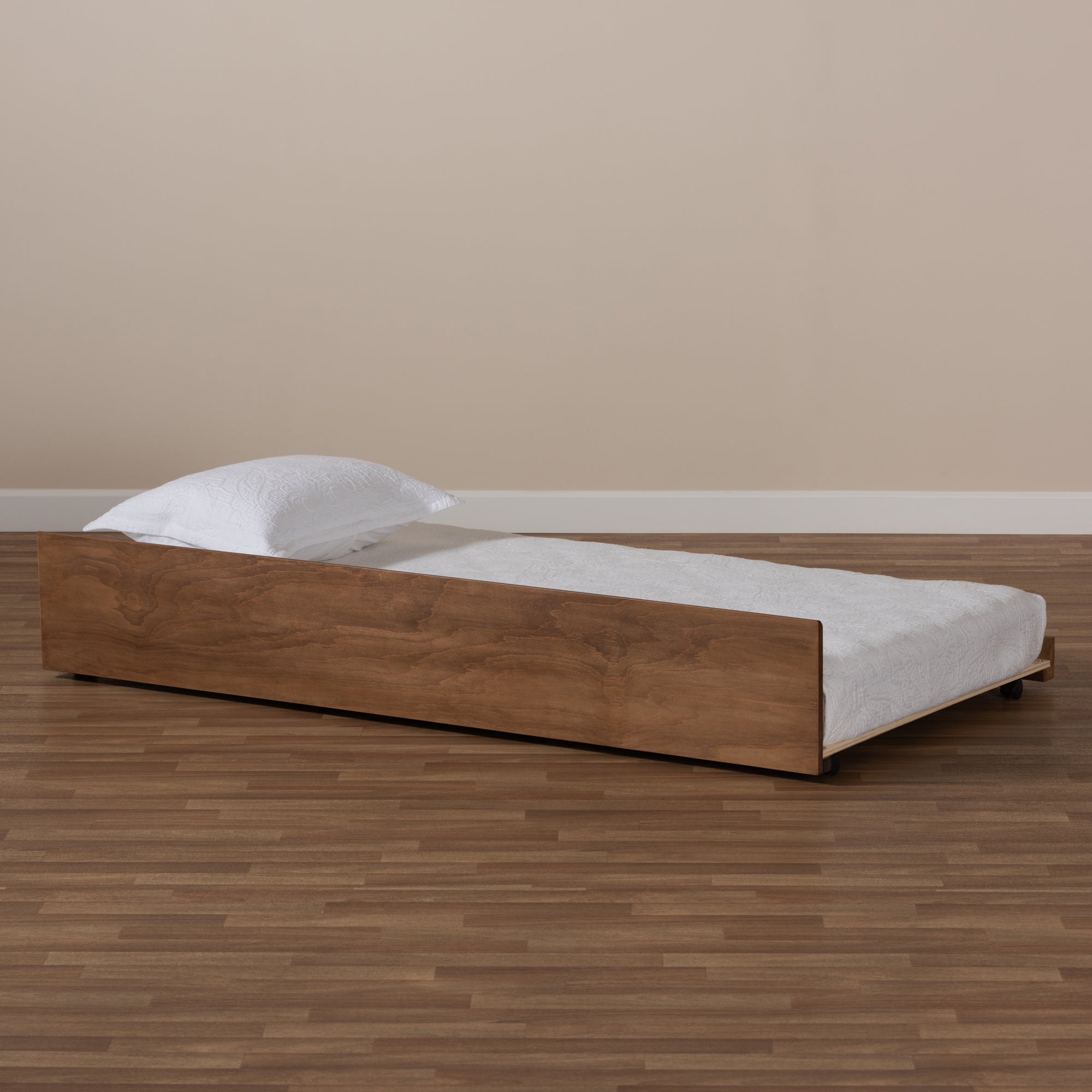Baxton Studio Midori Modern and Contemporary Transitional Walnut Brown Finished Wood Twin Size Trundle Bed