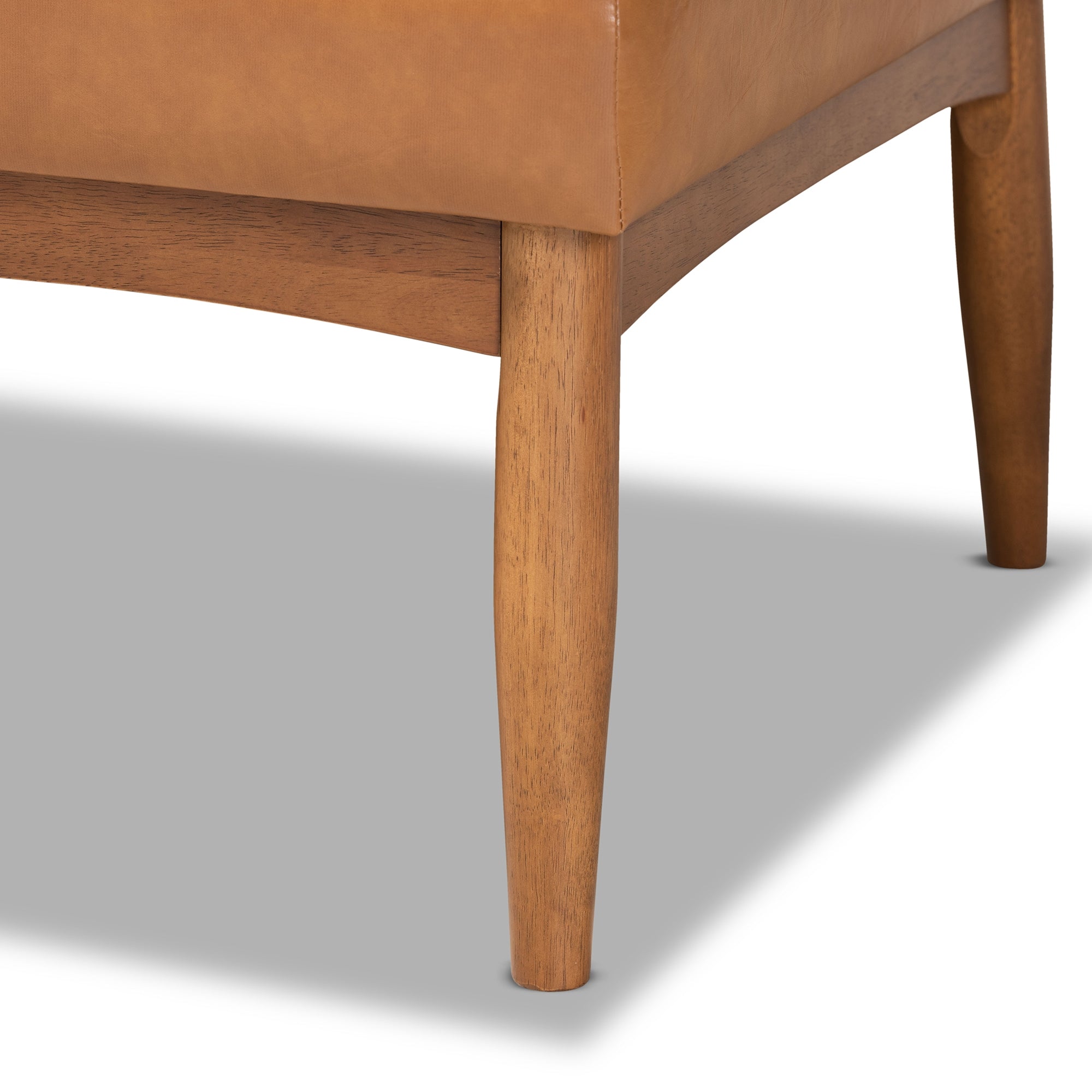 Baxton Studio Arvid Mid-Century Modern Tan Faux Leather Upholstered and Walnut Brown Finished Wood 5-Piece Dining Nook Set