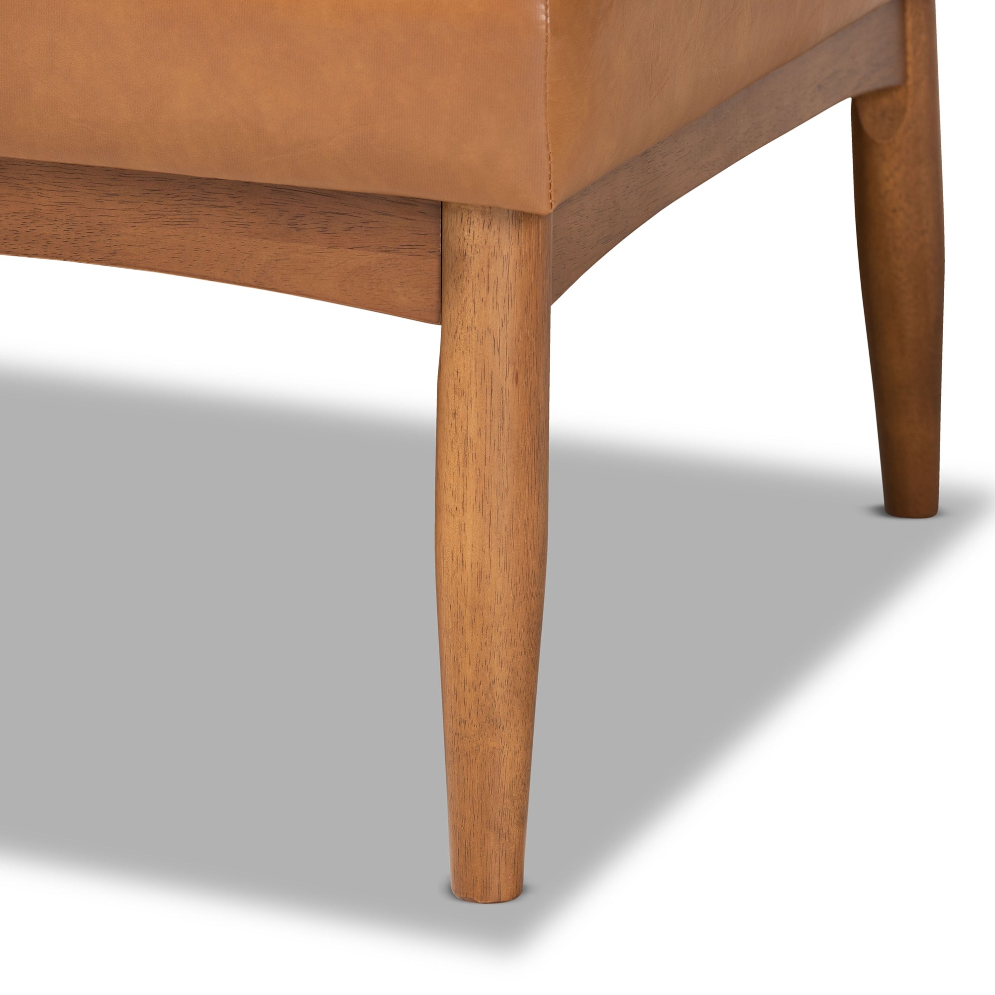 Baxton Studio Arvid Mid-Century Modern Tan Faux Leather Upholstered and Walnut Brown Finished Wood 3-Piece Dining Nook Set