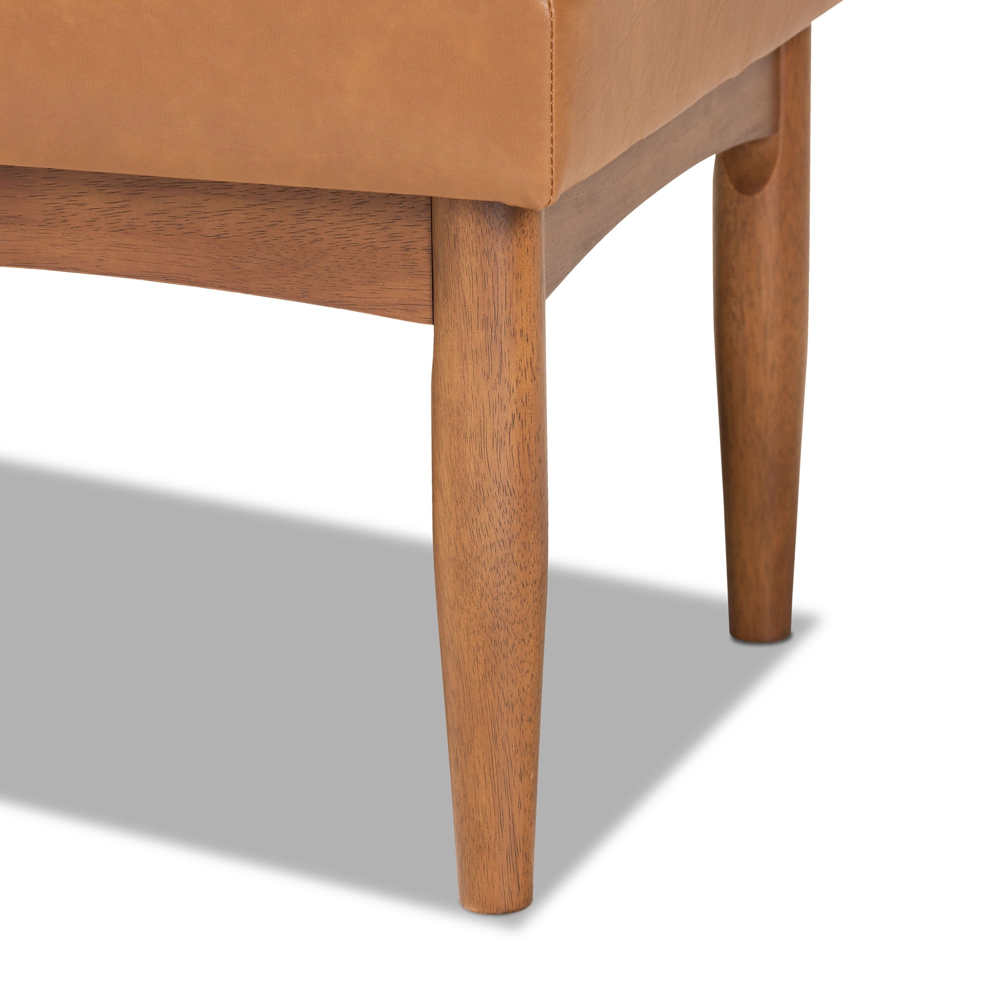Baxton Studio Arvid Mid-Century Modern Tan Faux Leather Upholstered and Walnut Brown Finished Wood Dining Bench
