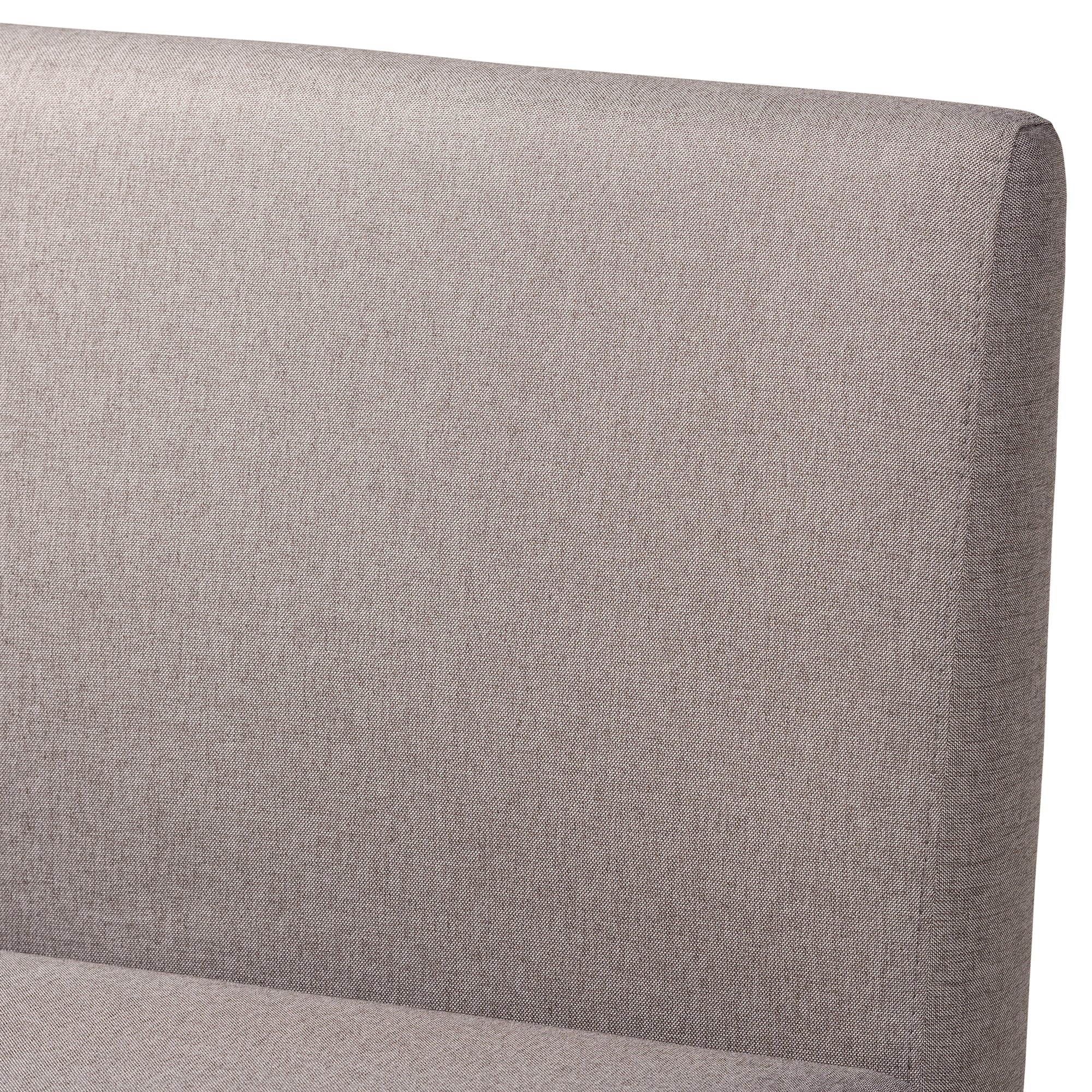 Baxton Studio Odessa Mid-Century Modern Grey Fabric Upholstered and Walnut Brown Finished 2-Piece Wood Dining Nook Banquette Set