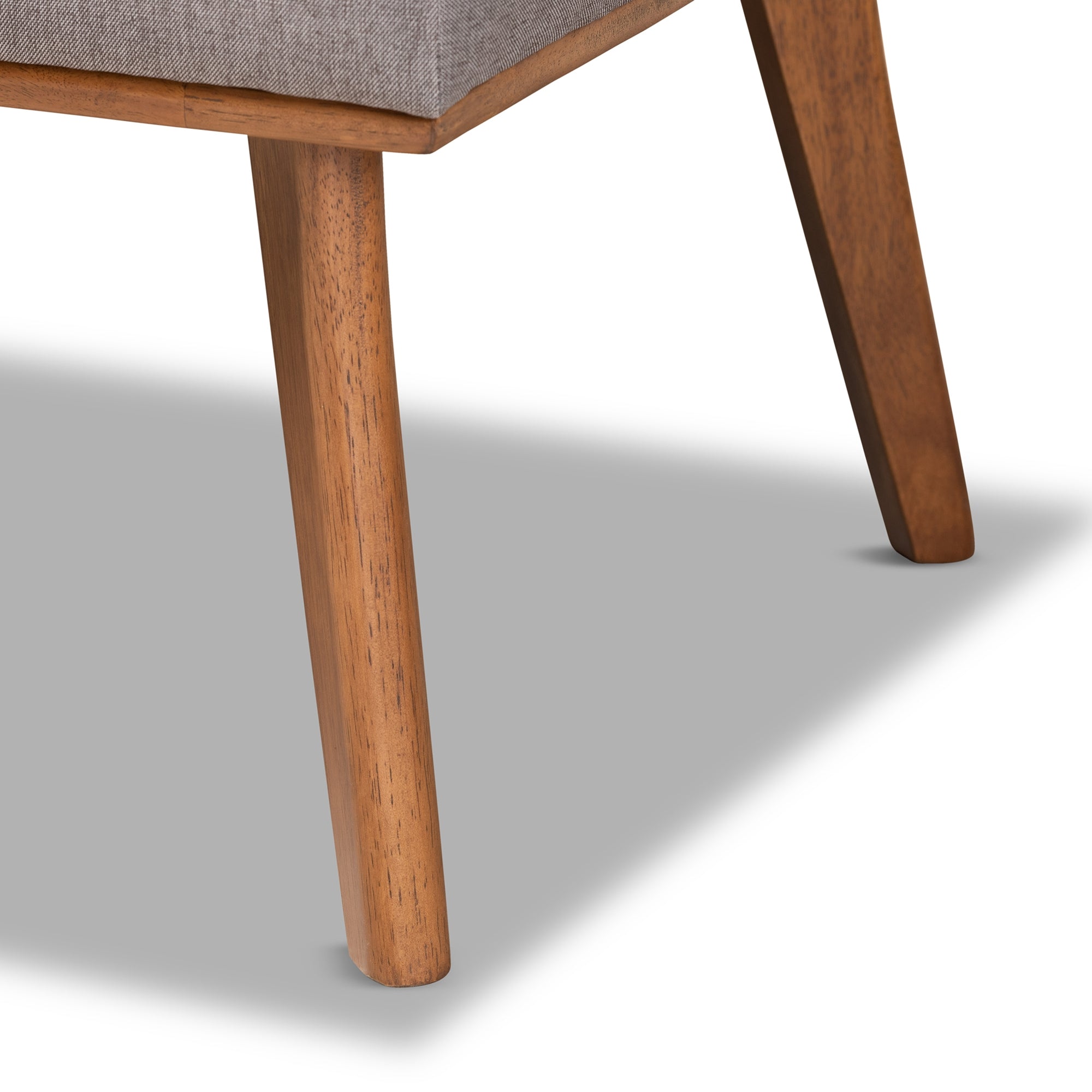 Baxton Studio Odessa Mid-Century Modern Grey Fabric Upholstered and Walnut Brown Finished 2-Piece Wood Dining Nook Banquette Set