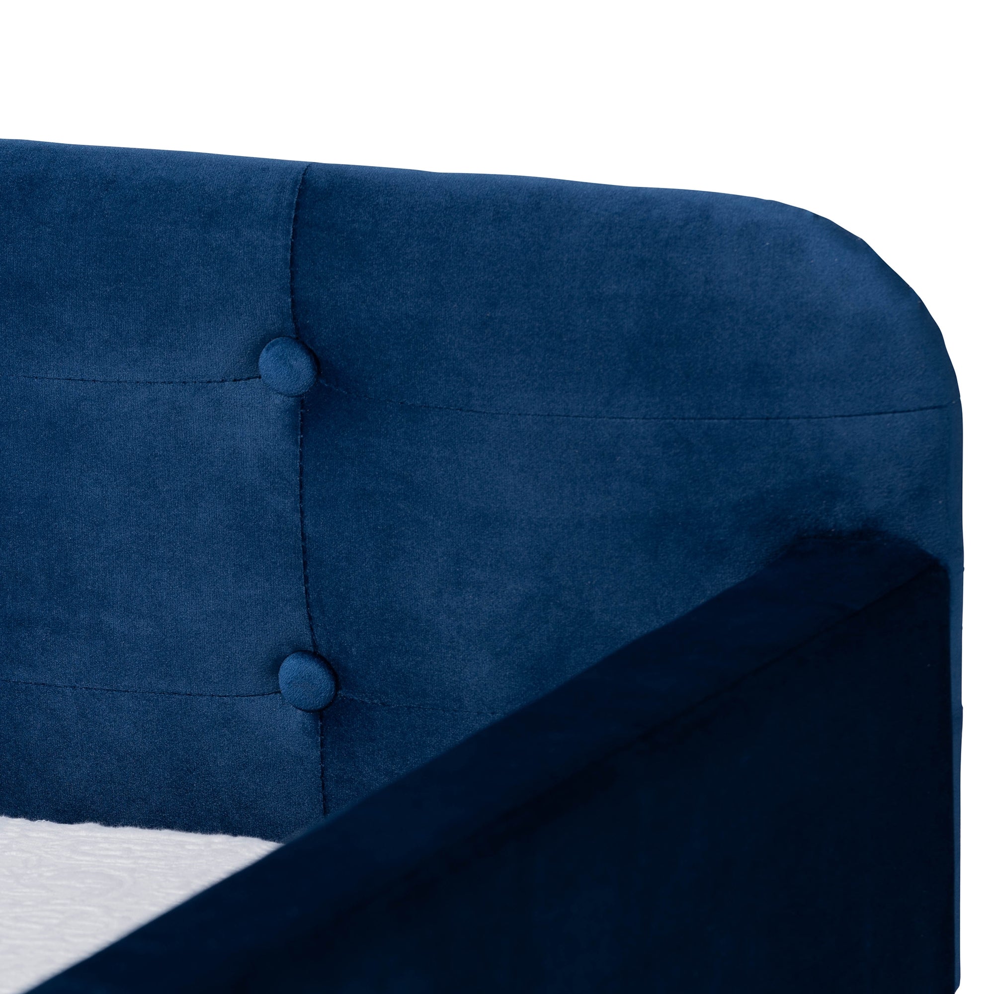 Baxton Studio Jona Modern and Contemporary Transitional Navy Blue Velvet Fabric Upholstered and Button Tufted Twin Size Daybed with Trundle