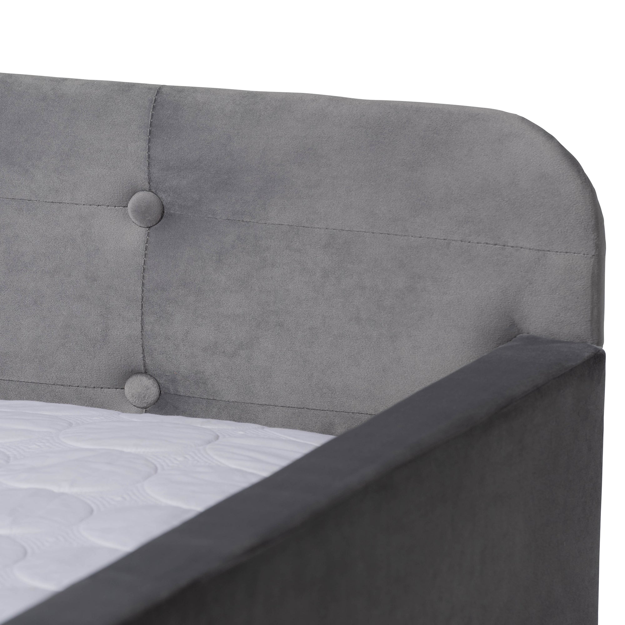 Baxton Studio Jona Modern and Contemporary Transitional Grey Velvet Fabric Upholstered and Button Tufted Full Size Daybed with Trundle