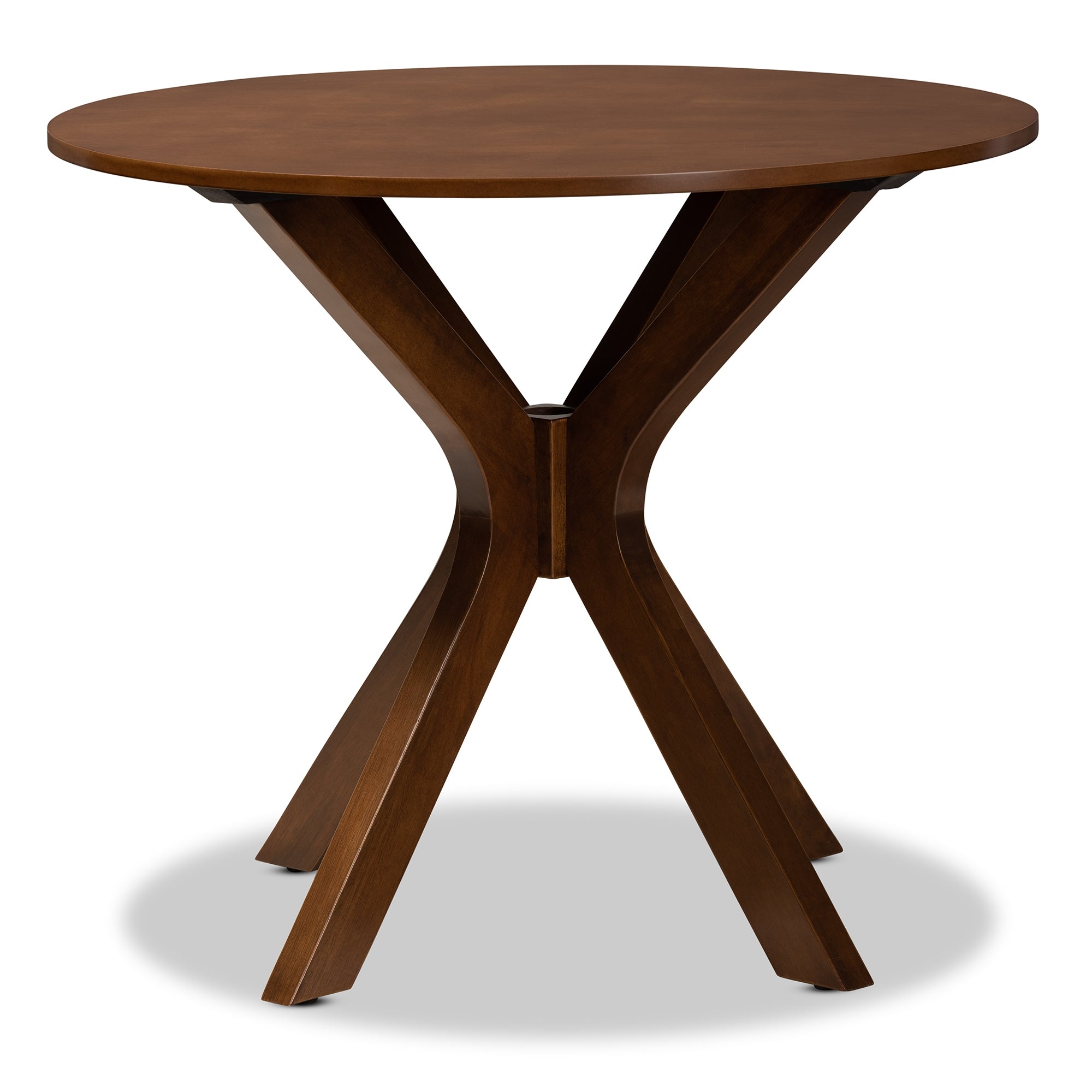 Baxton Studio Kenji Modern and Contemporary Walnut Brown Finished 34-Inch-Wide Round Wood Dining Table