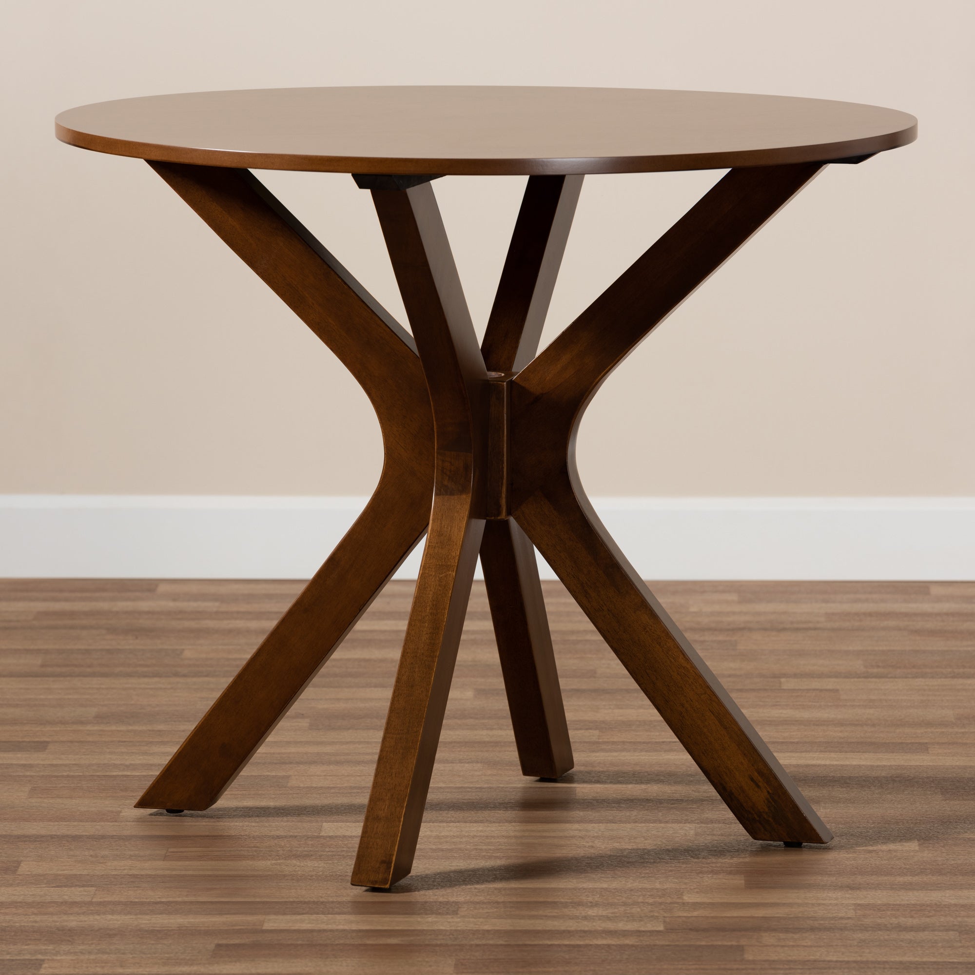 Baxton Studio Kenji Modern and Contemporary Walnut Brown Finished 34-Inch-Wide Round Wood Dining Table