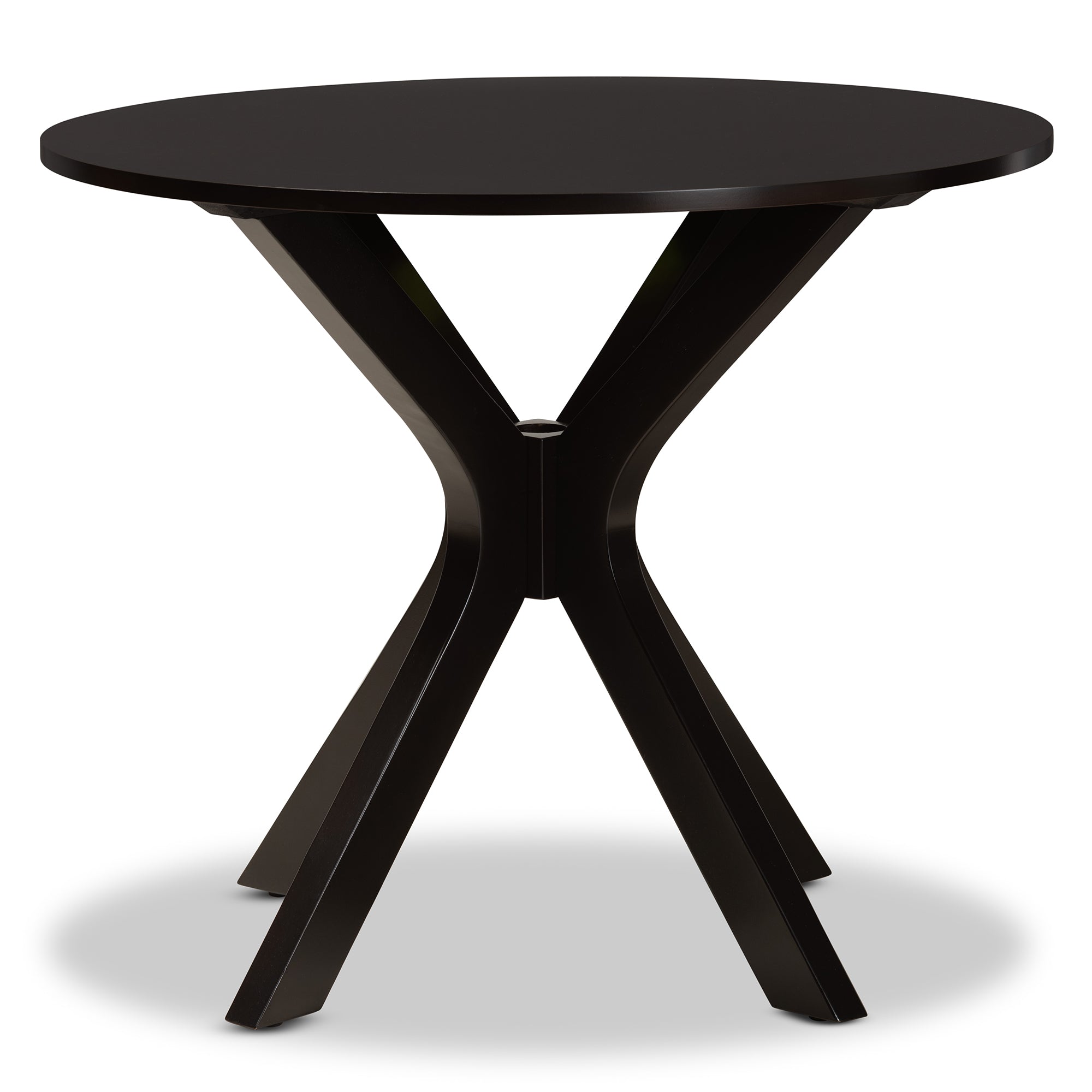 Baxton Studio Kenji Modern and Contemporary Dark Brown Finished 34-Inch-Wide Round Wood Dining Table