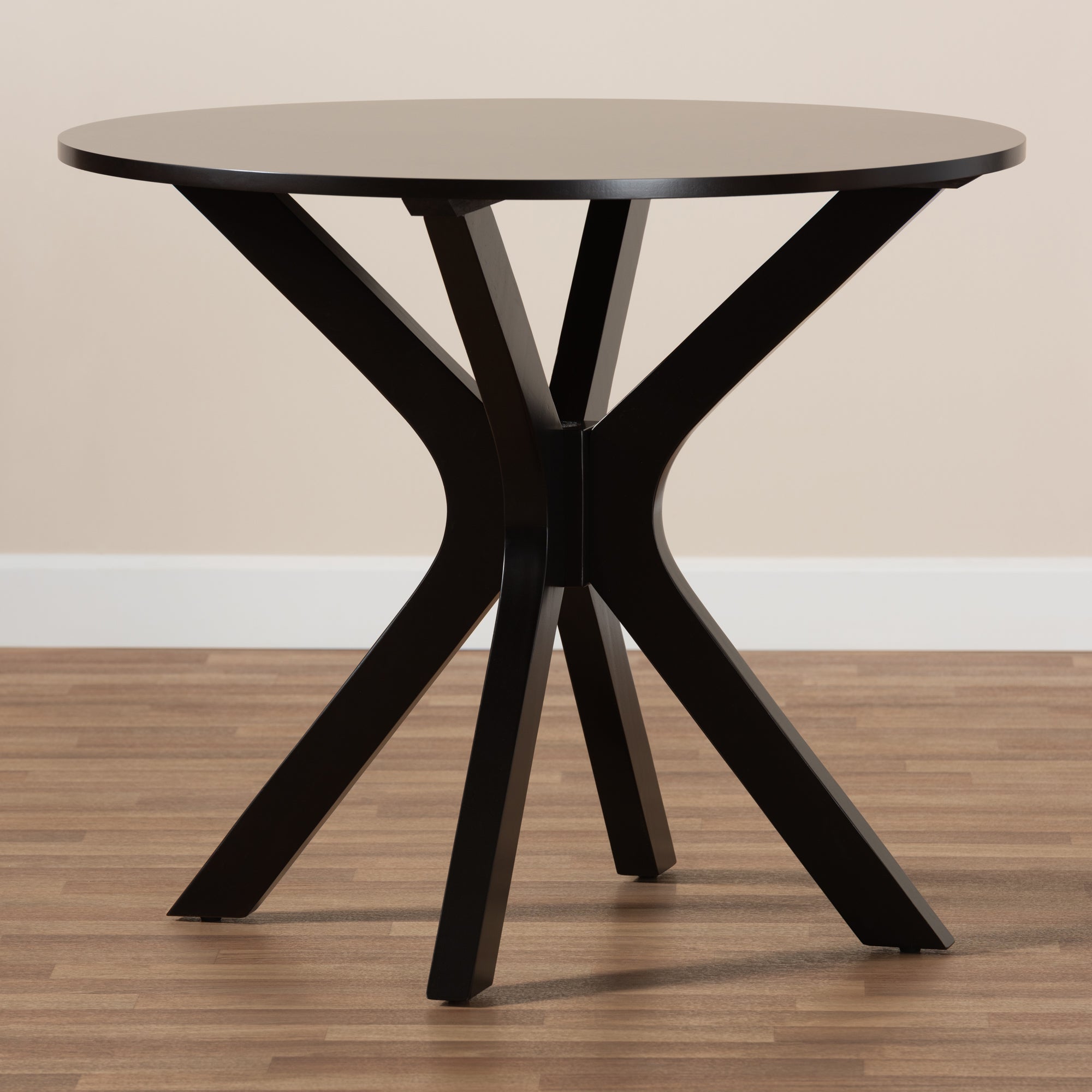 Baxton Studio Kenji Modern and Contemporary Dark Brown Finished 34-Inch-Wide Round Wood Dining Table