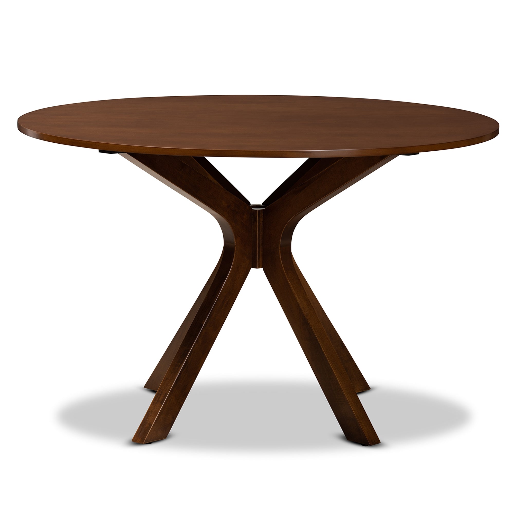 Baxton Studio Kenji Modern and Contemporary Walnut Brown Finished 45-Inch-Wide Round Wood Dining Table