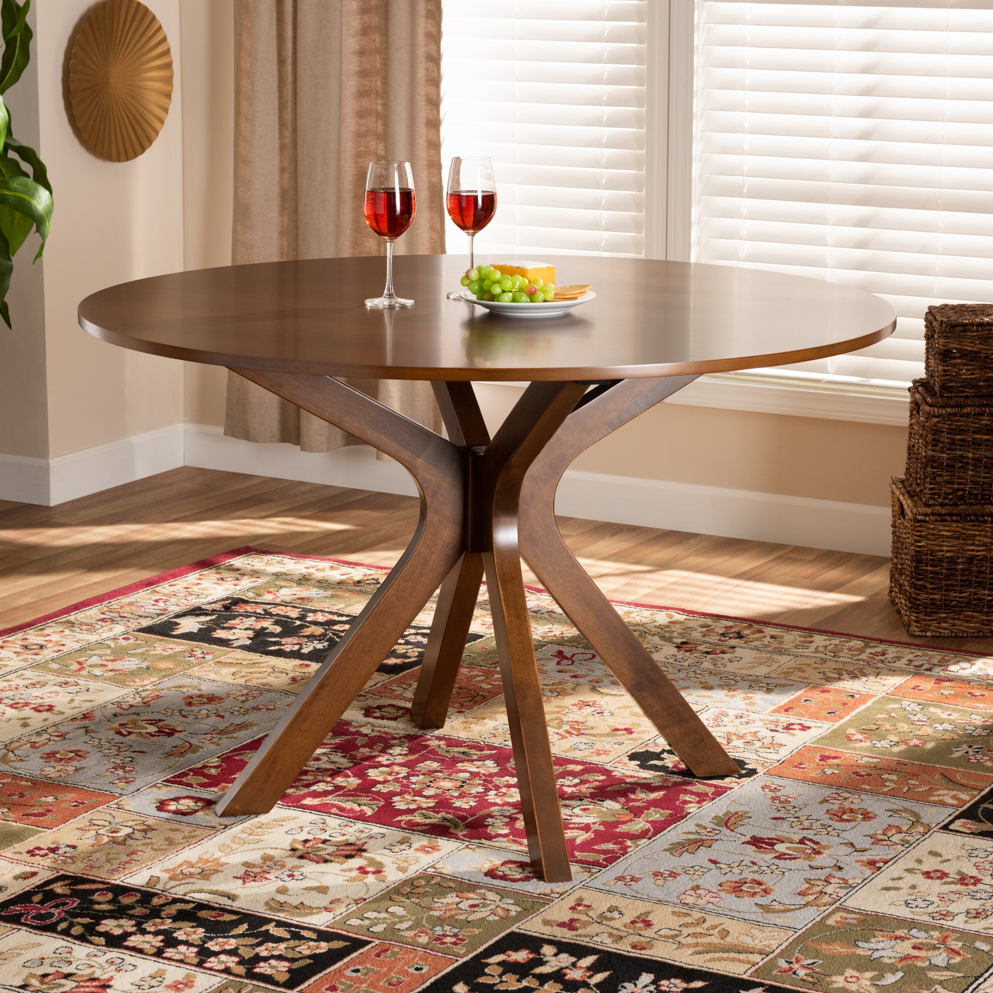 Baxton Studio Kenji Modern and Contemporary Walnut Brown Finished 45-Inch-Wide Round Wood Dining Table