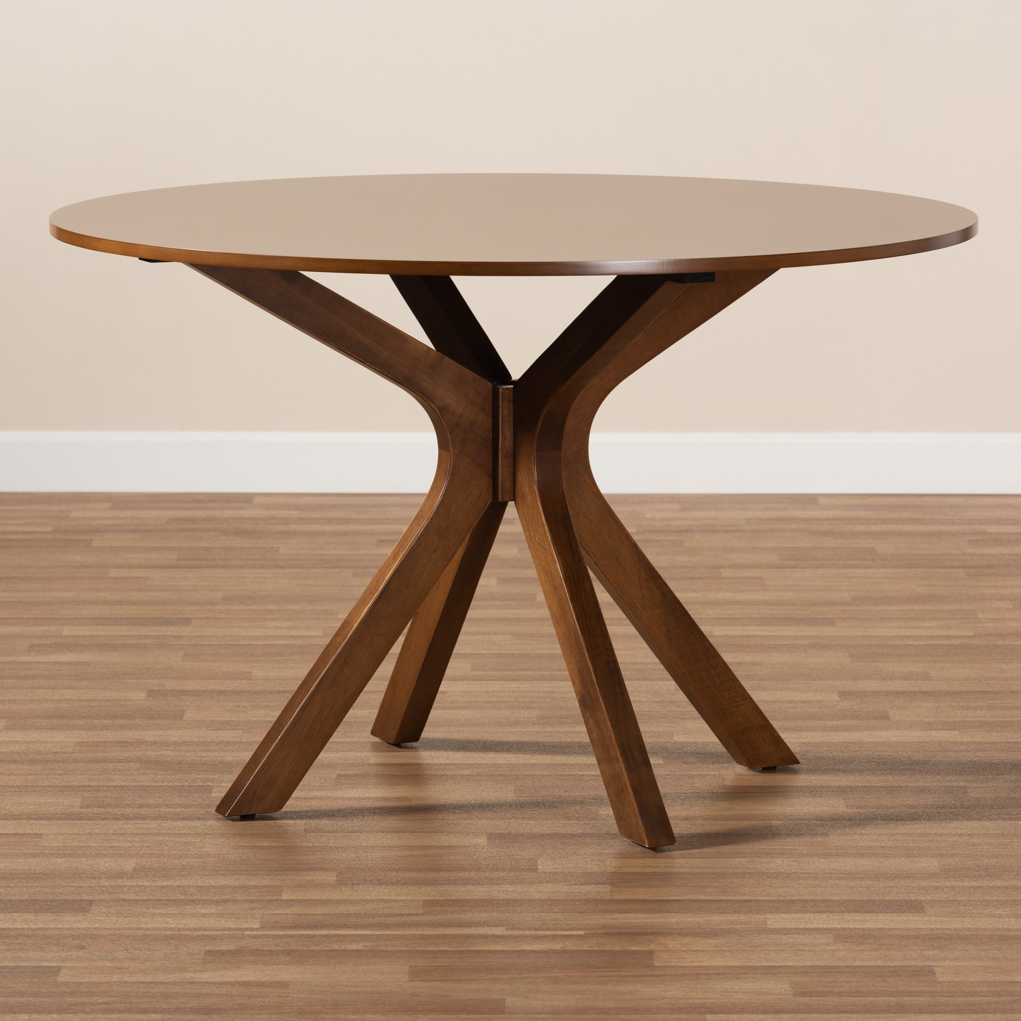 Baxton Studio Kenji Modern and Contemporary Walnut Brown Finished 45-Inch-Wide Round Wood Dining Table