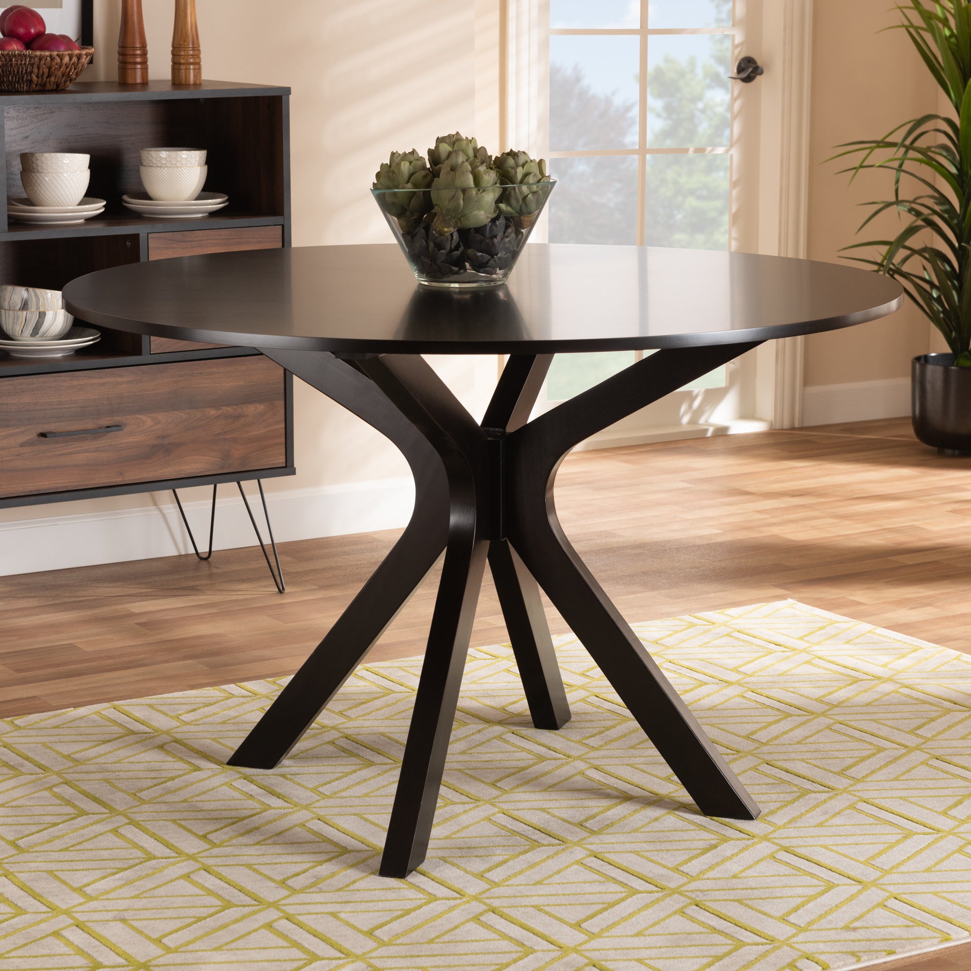 Baxton Studio Kenji Modern and Contemporary Dark Brown Finished 45-Inch-Wide Round Wood Dining Table