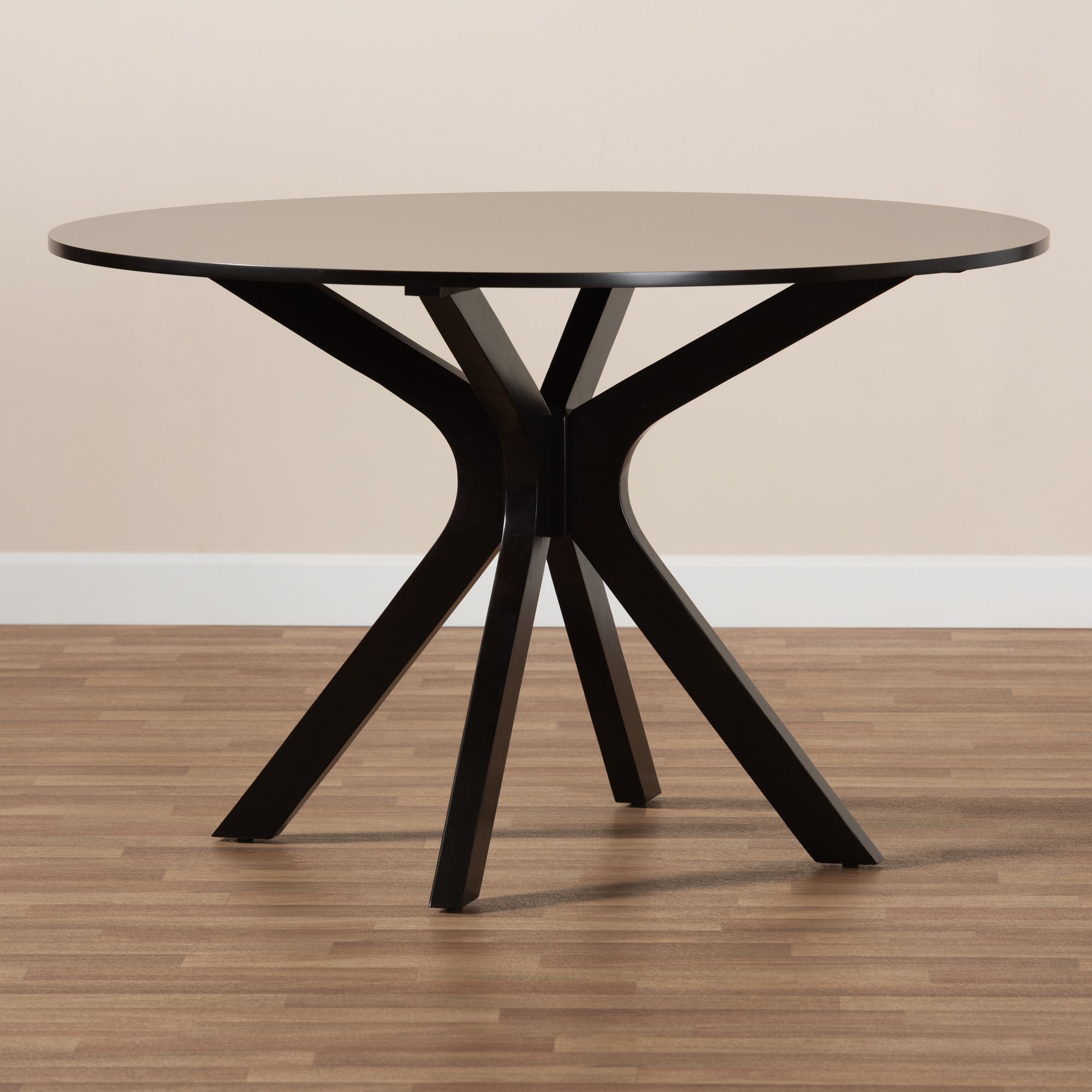 Baxton Studio Kenji Modern and Contemporary Dark Brown Finished 45-Inch-Wide Round Wood Dining Table