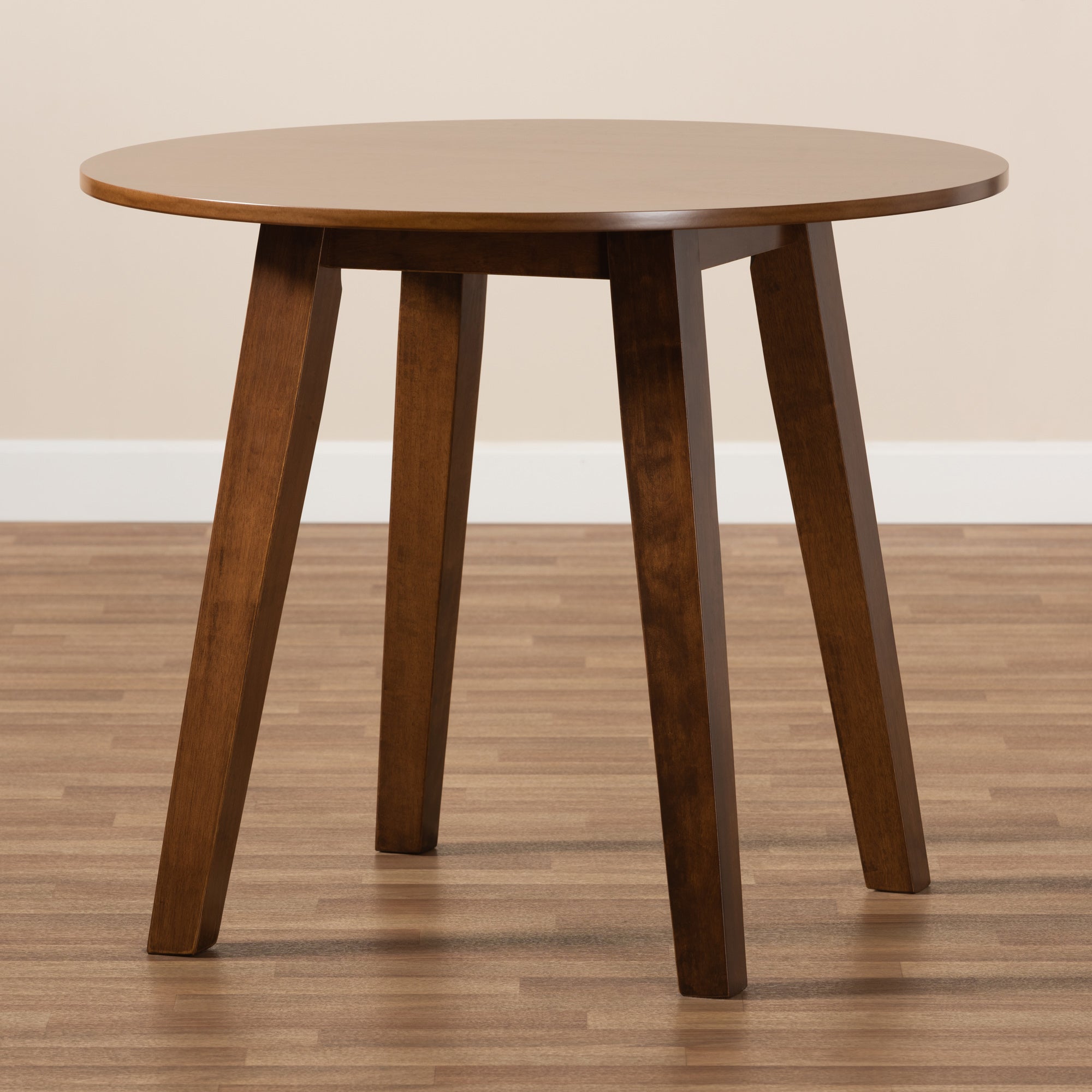 Baxton Studio Ela Modern and Contemporary Walnut Brown Finished 35-Inch-Wide Round Wood Dining Table