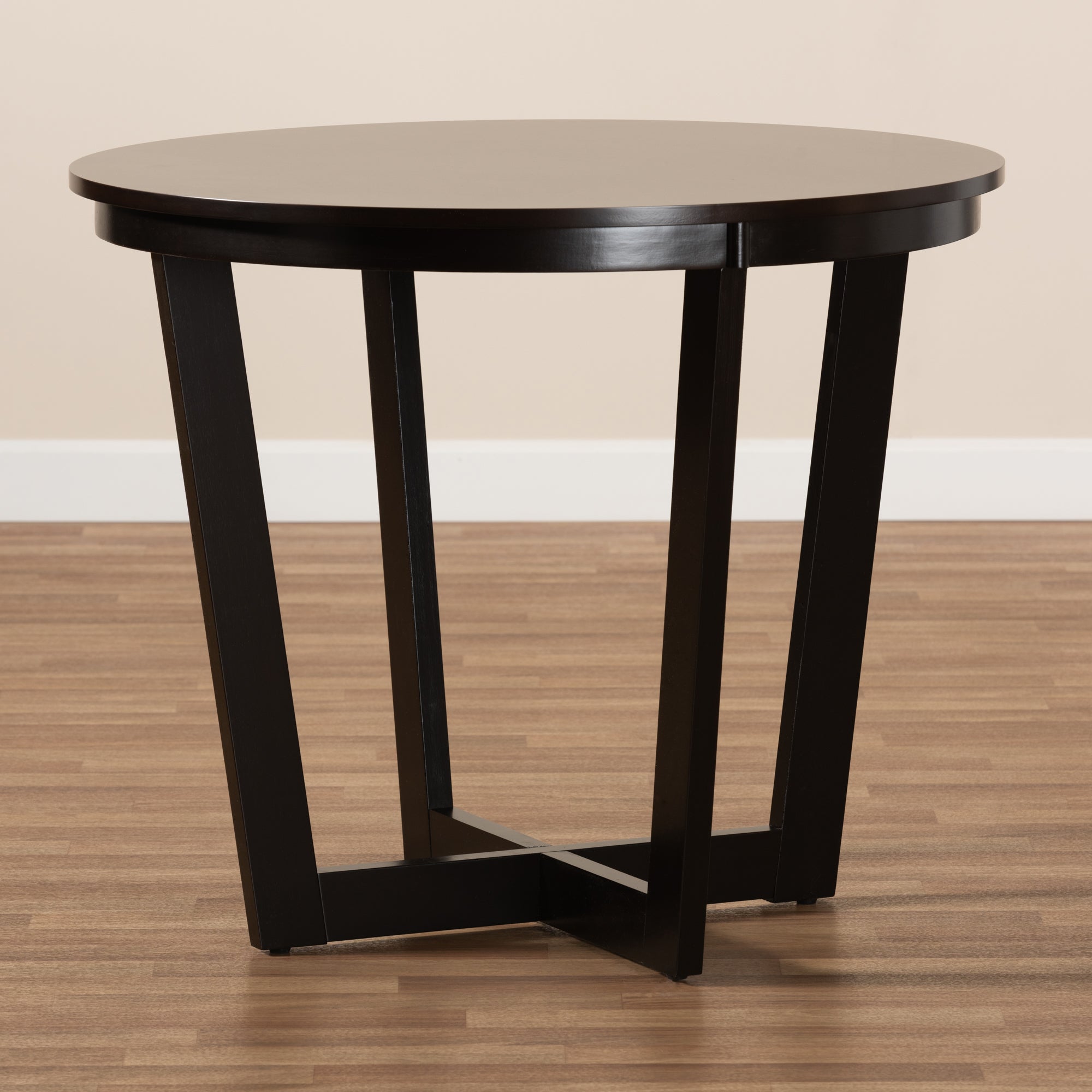 Baxton Studio Alayna Modern and Contemporary Dark Brown Finished 35-Inch-Wide Round Wood Dining Table