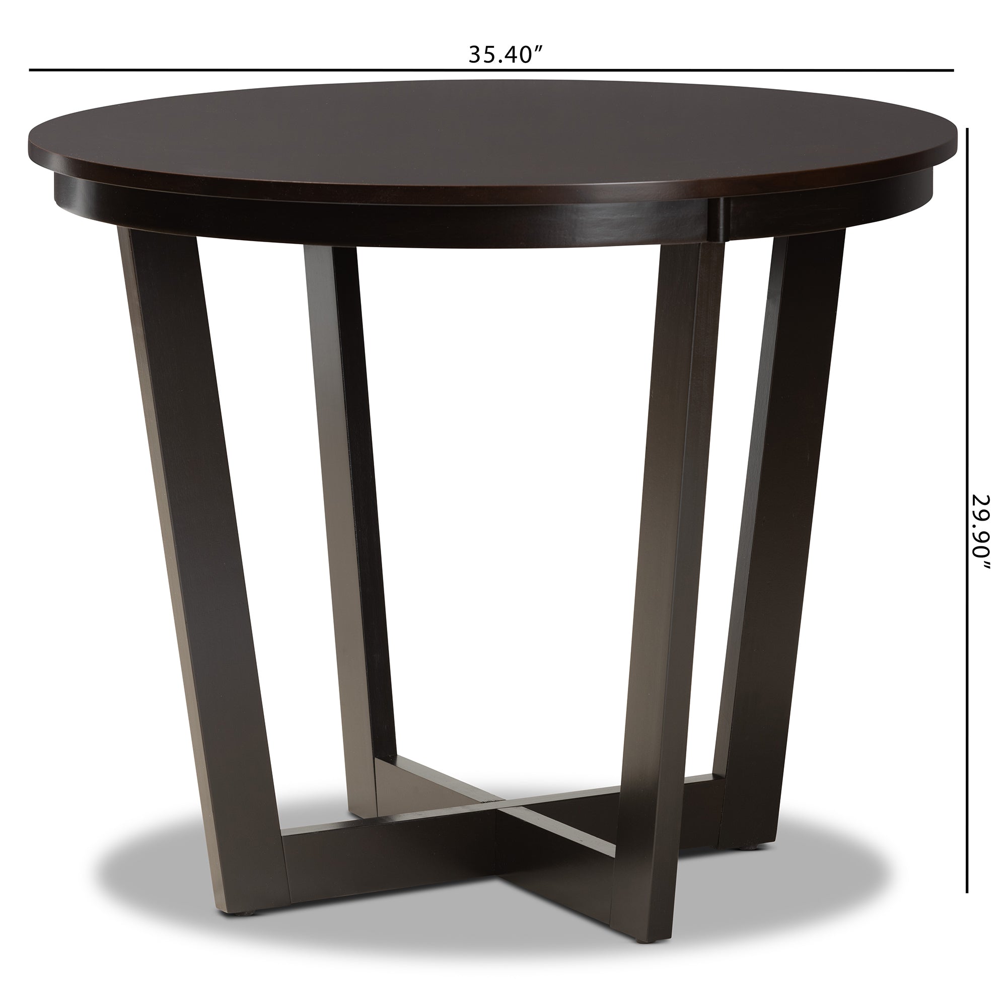 Baxton Studio Alayna Modern and Contemporary Dark Brown Finished 35-Inch-Wide Round Wood Dining Table