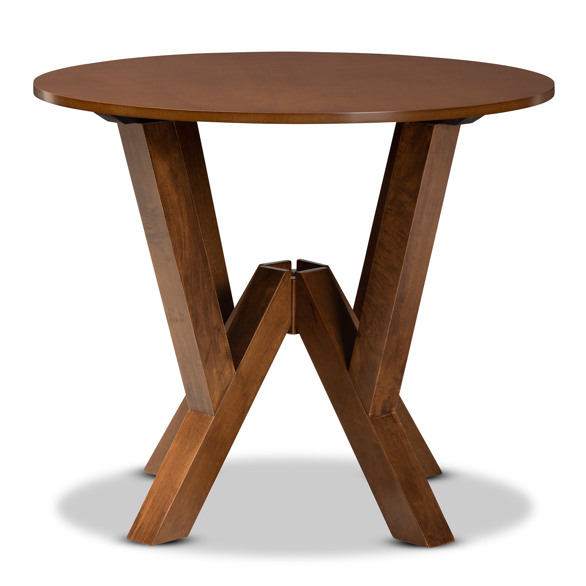 Baxton Studio Irene Modern and Contemporary Walnut Brown Finished 35-Inch-Wide Round Wood Dining Table