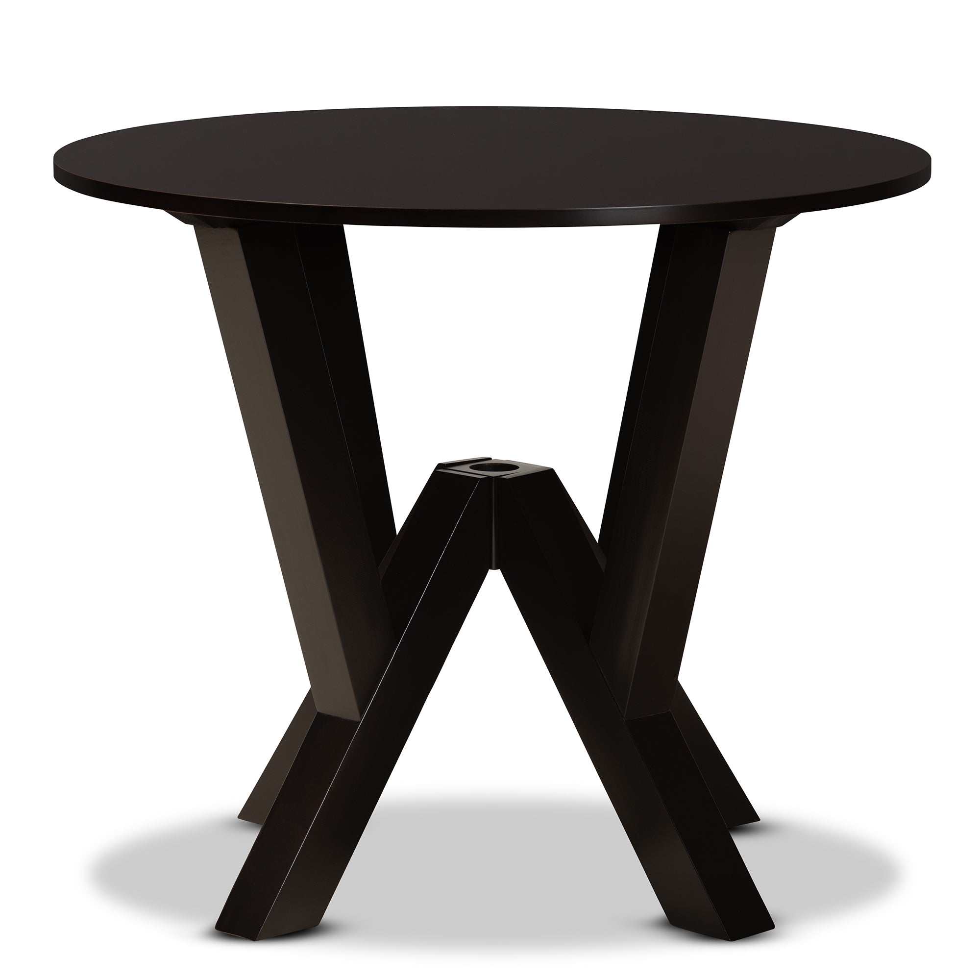 Baxton Studio Irene Modern and Contemporary Dark Brown Finished 35-Inch-Wide Round Wood Dining Table