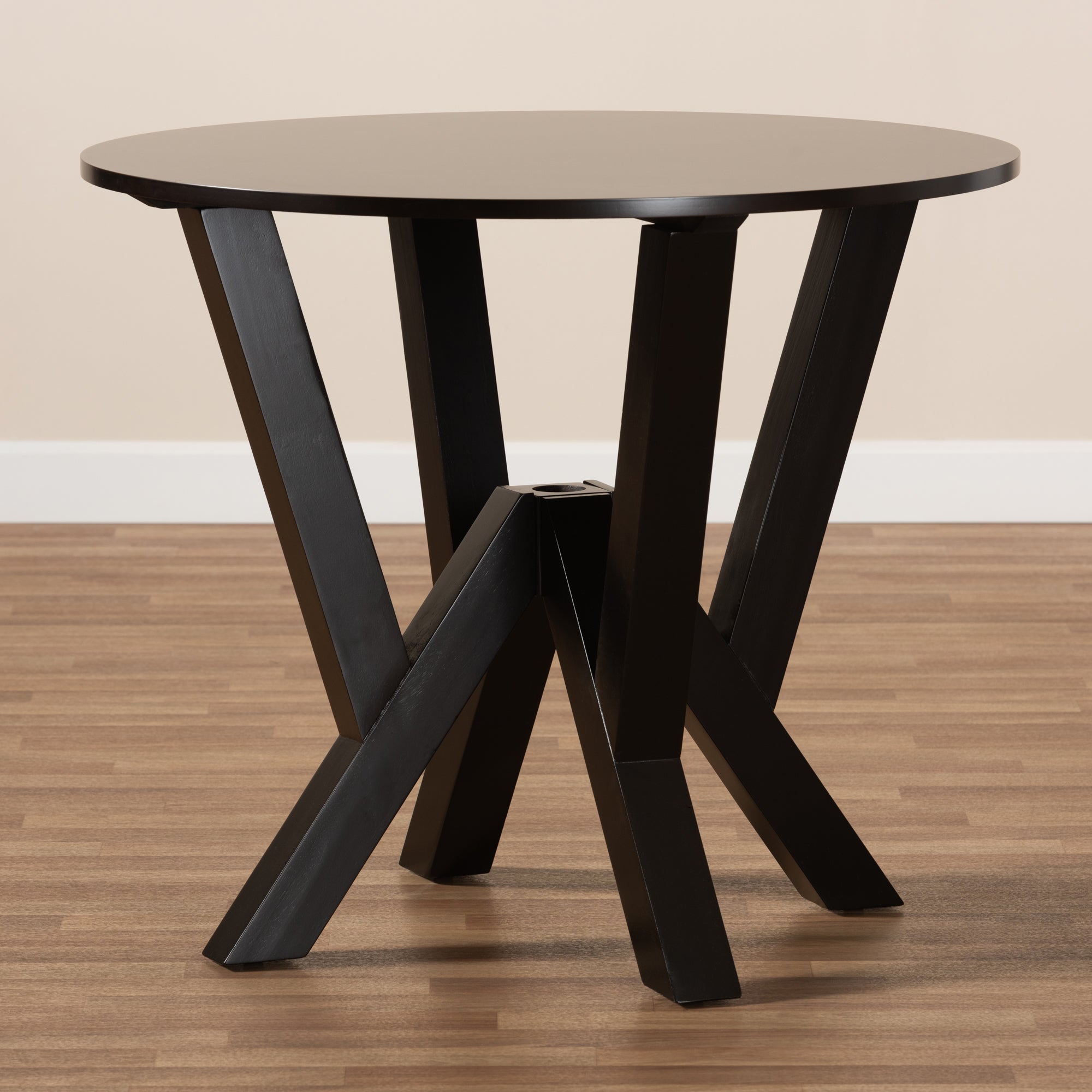 Baxton Studio Irene Modern and Contemporary Dark Brown Finished 35-Inch-Wide Round Wood Dining Table
