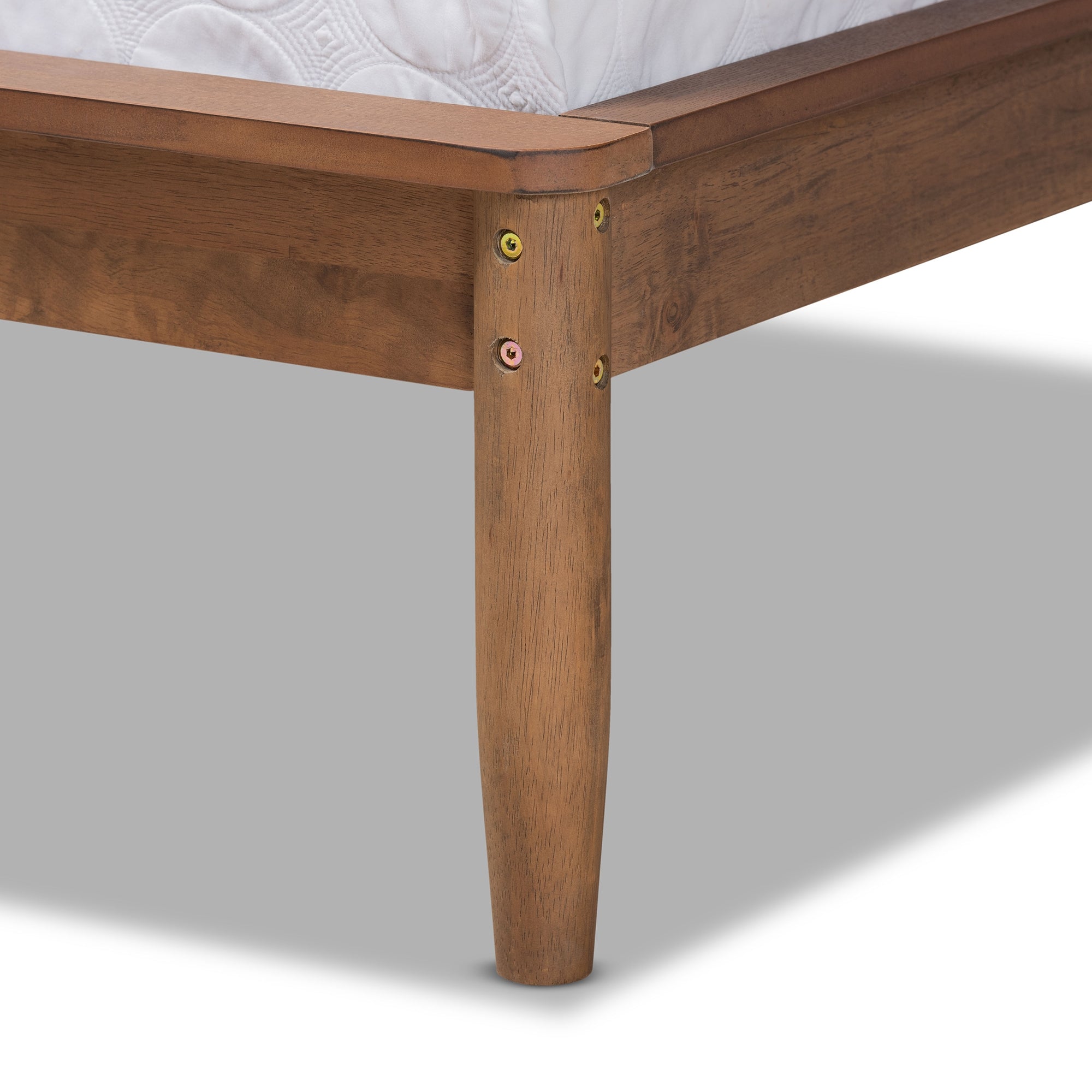 Baxton Studio Helsa Mid-Century Modern Dark Grey Fabric Upholstered and Walnut Finished Queen Size Platform Bed
