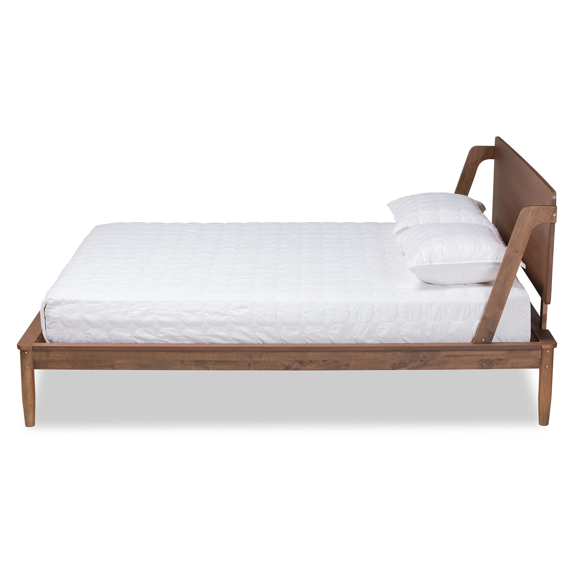 Baxton Studio Sadler Mid-Century Modern Ash Walnut Brown Finished Wood Queen Size Platform Bed