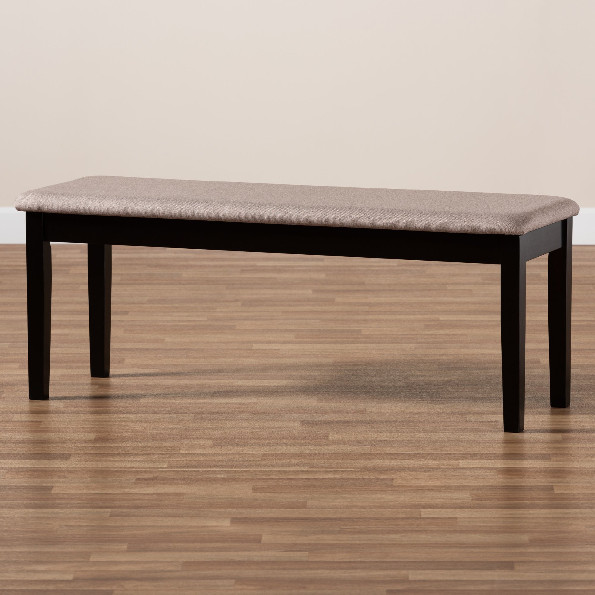 Baxton Studio Teresa Modern and Contemporary Transitional Sand Fabric Upholstered and Dark Brown Finished Wood Dining Bench