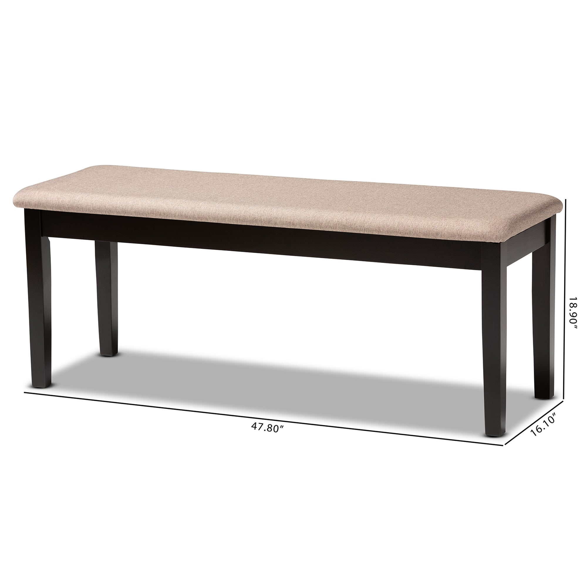 Baxton Studio Teresa Modern and Contemporary Transitional Sand Fabric Upholstered and Dark Brown Finished Wood Dining Bench
