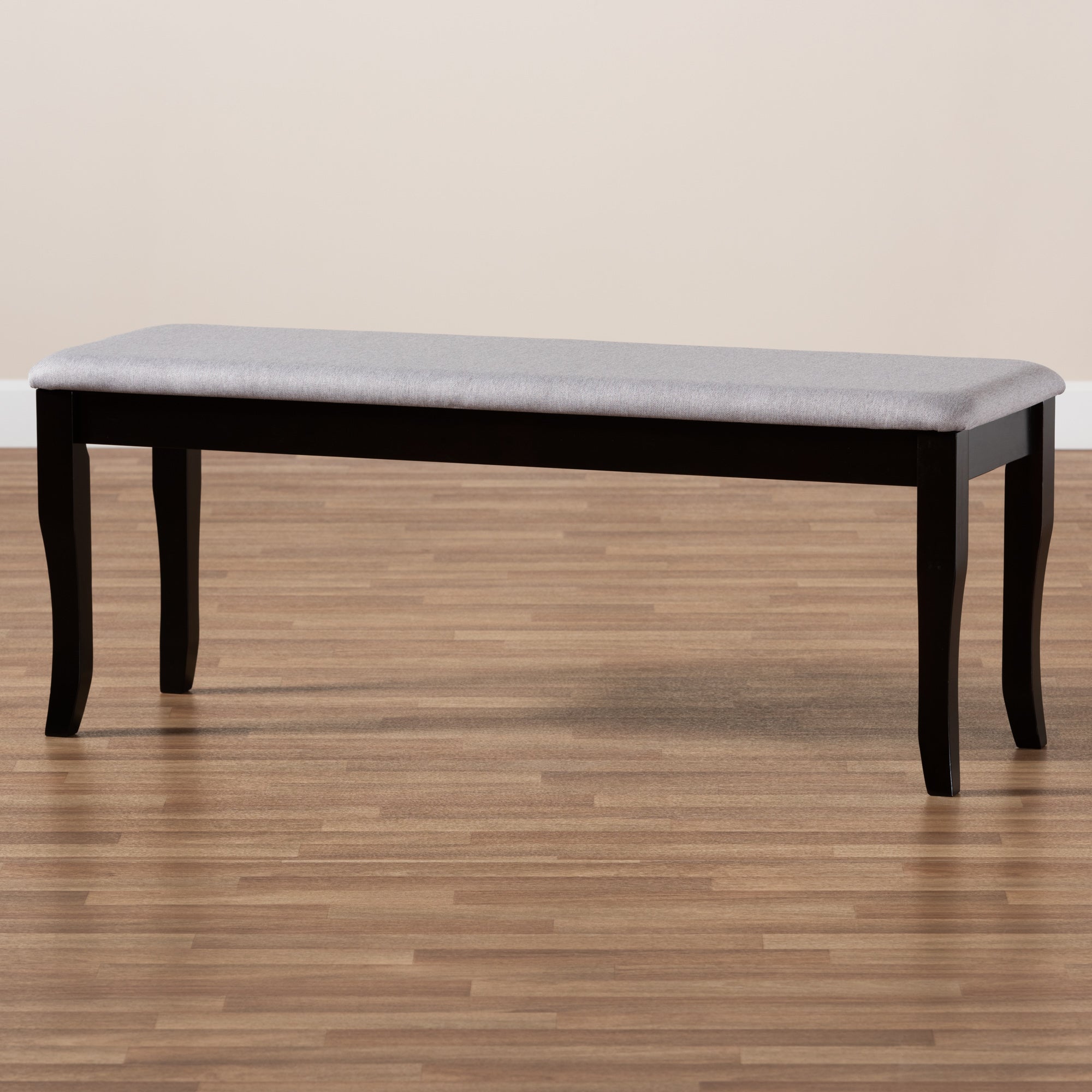 Baxton Studio Cornelie Modern and Contemporary Transitional Grey Fabric Upholstered and Dark Brown Finished Wood Dining Bench
