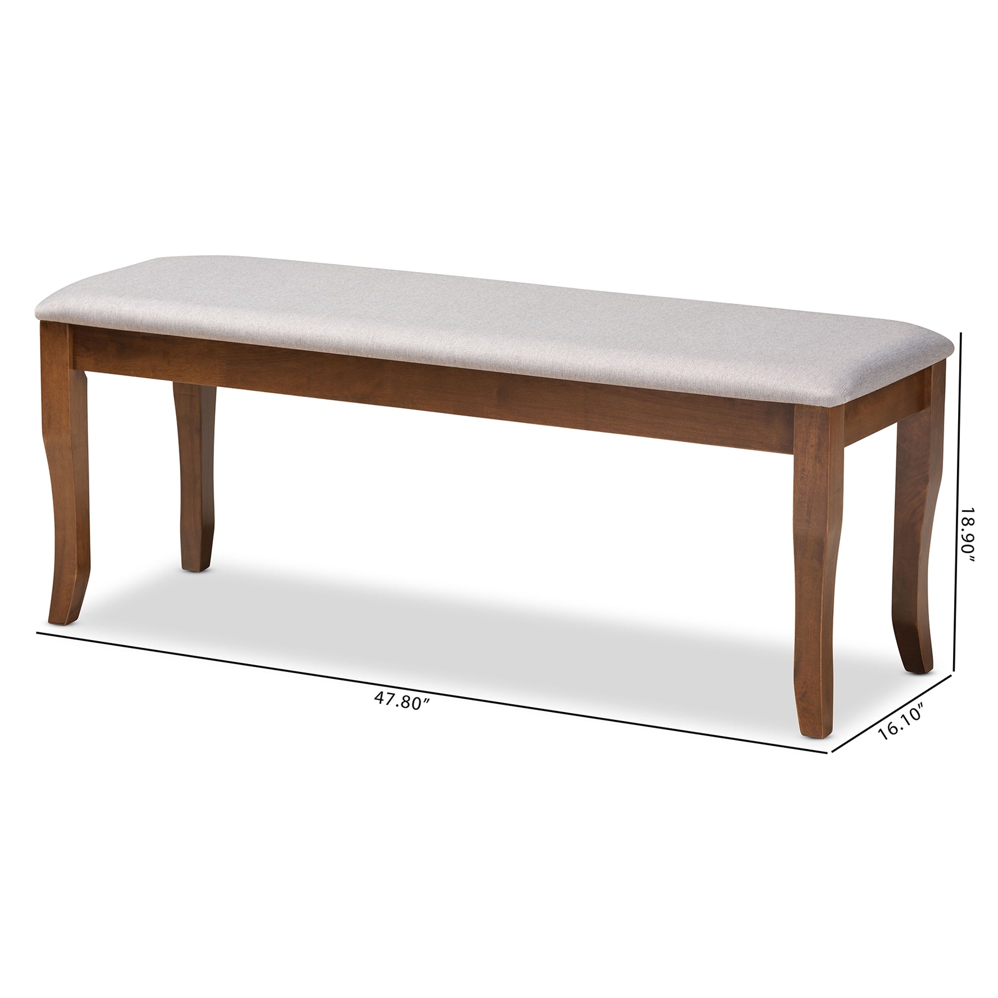 Baxton Studio Cornelie Modern and Contemporary Transitional Grey Fabric Upholstered and Walnut Brown Finished Wood Dining Bench