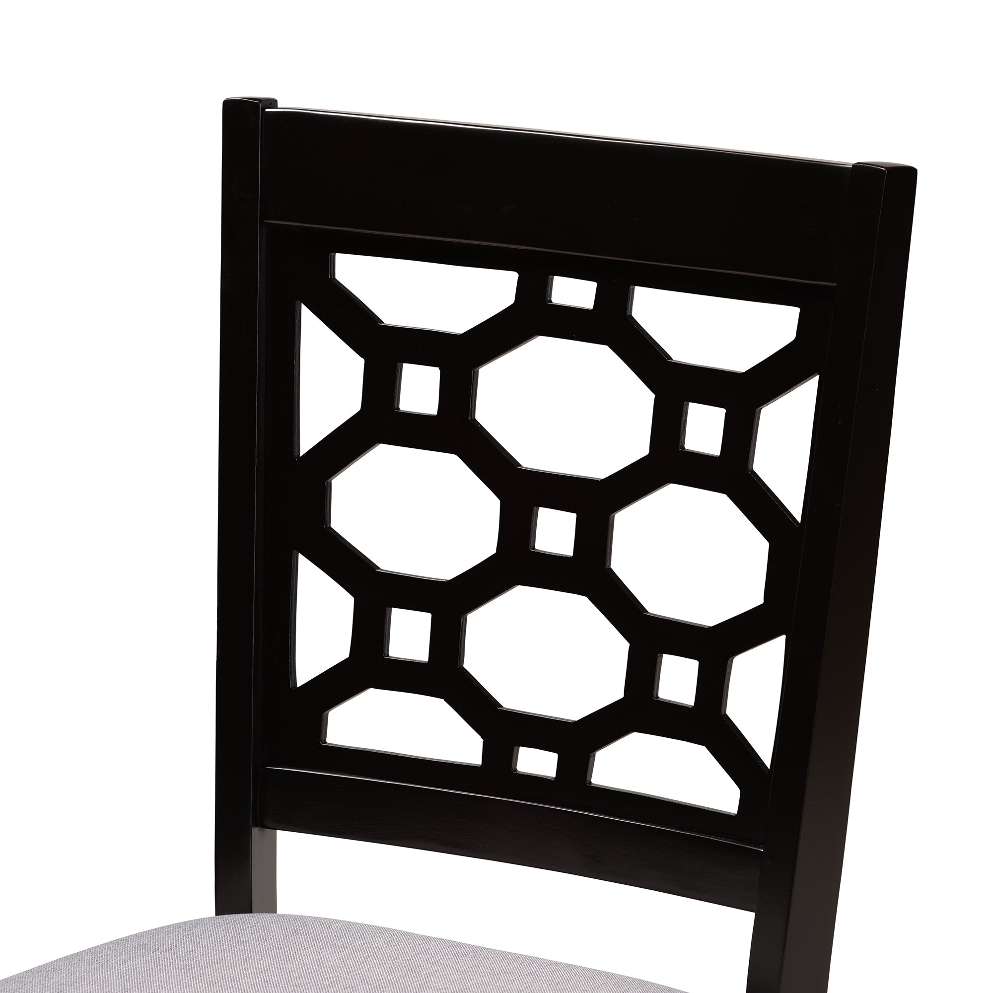 Baxton Studio Peter Modern and Contemporary Grey Fabric Upholstered and Dark Brown Finished Wood 4-Piece Dining Chair Set