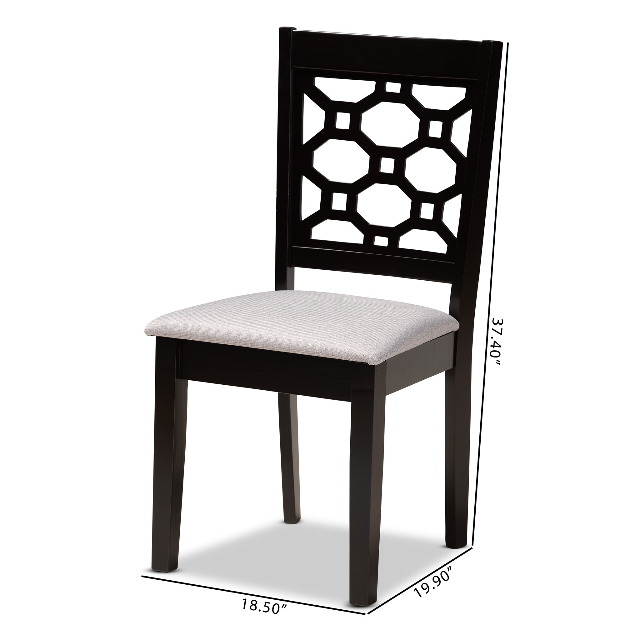 Baxton Studio Peter Modern and Contemporary Grey Fabric Upholstered and Dark Brown Finished Wood 4-Piece Dining Chair Set
