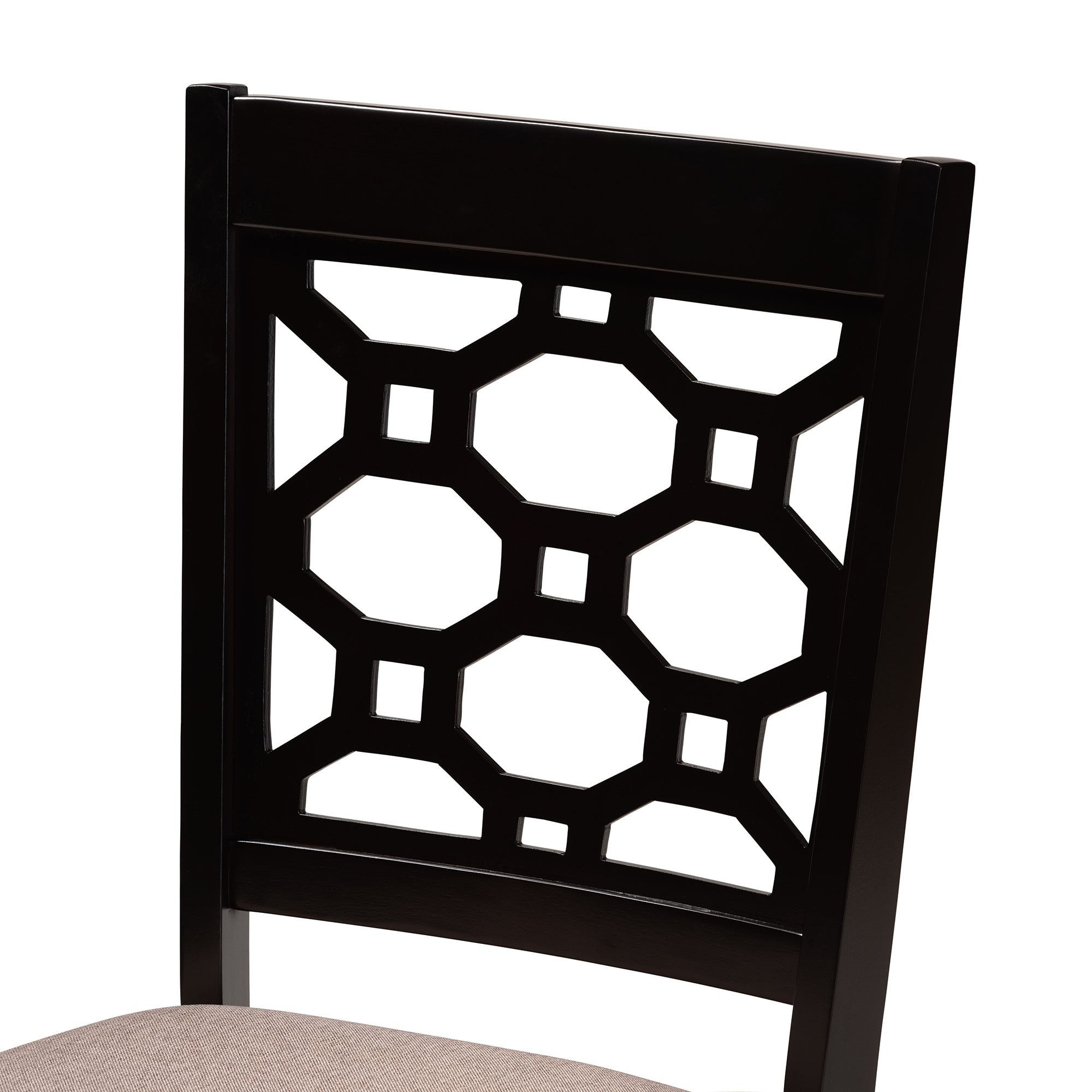 Baxton Studio Peter Modern and Contemporary Sand Fabric Upholstered and Dark Brown Finished Wood 4-Piece Dining Chair Set