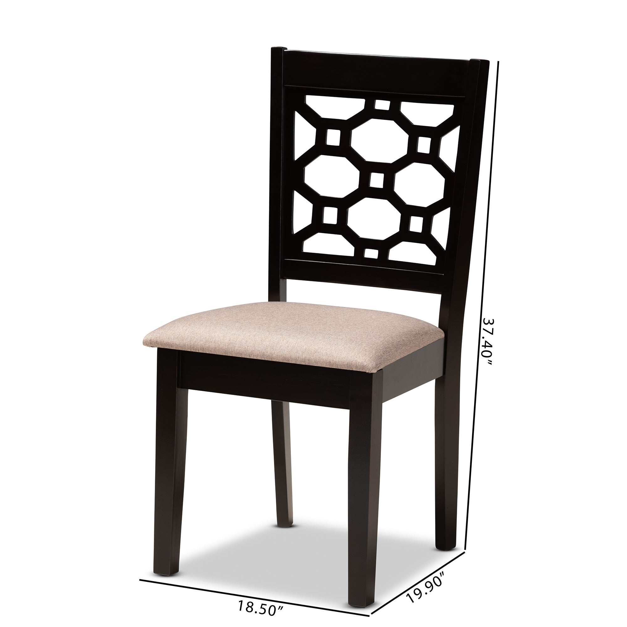 Baxton Studio Peter Modern and Contemporary Sand Fabric Upholstered and Dark Brown Finished Wood 4-Piece Dining Chair Set