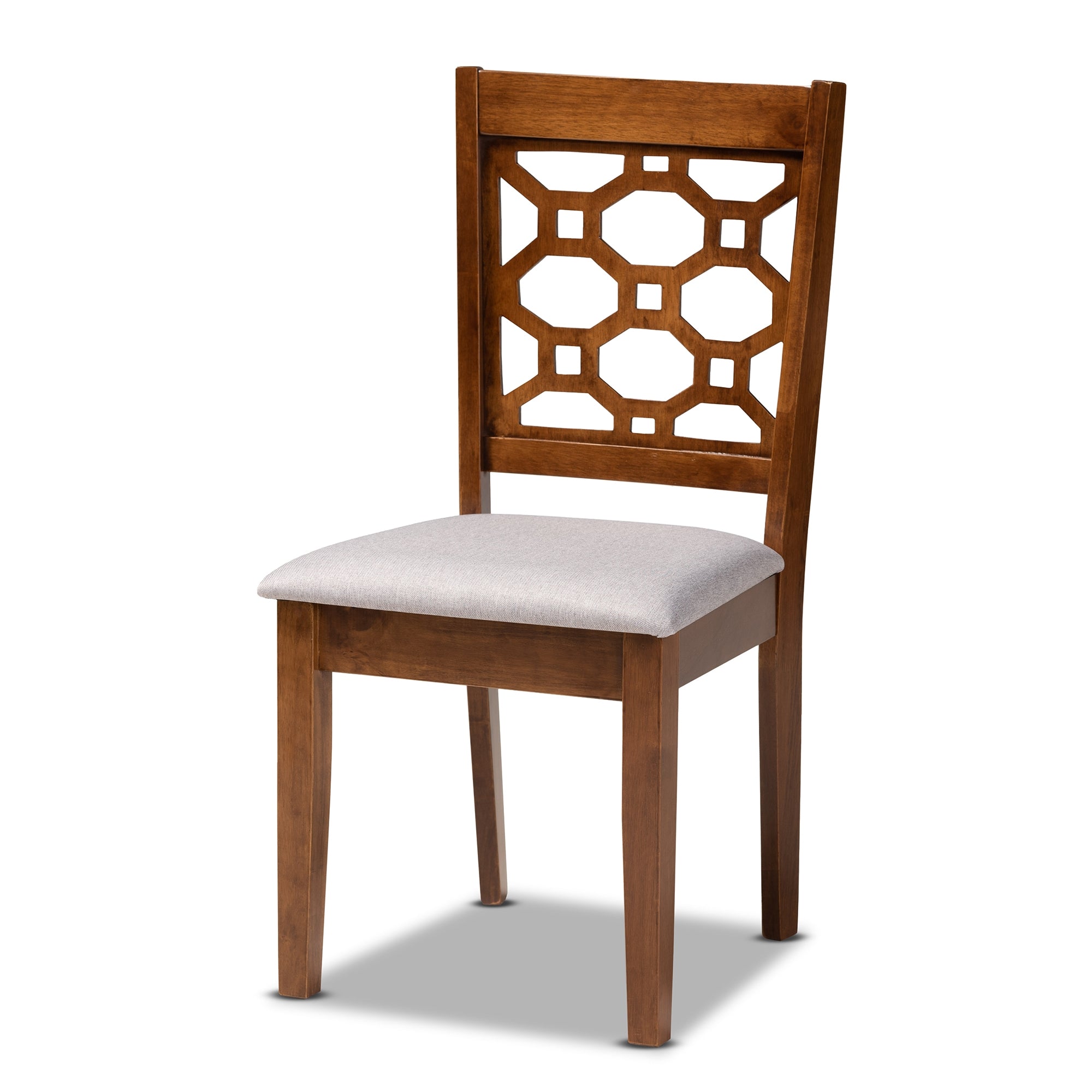 Baxton Studio Henry Modern and Contemporary Grey Fabric Upholstered and Walnut Brown Finished Wood 5-Piece Dining Set