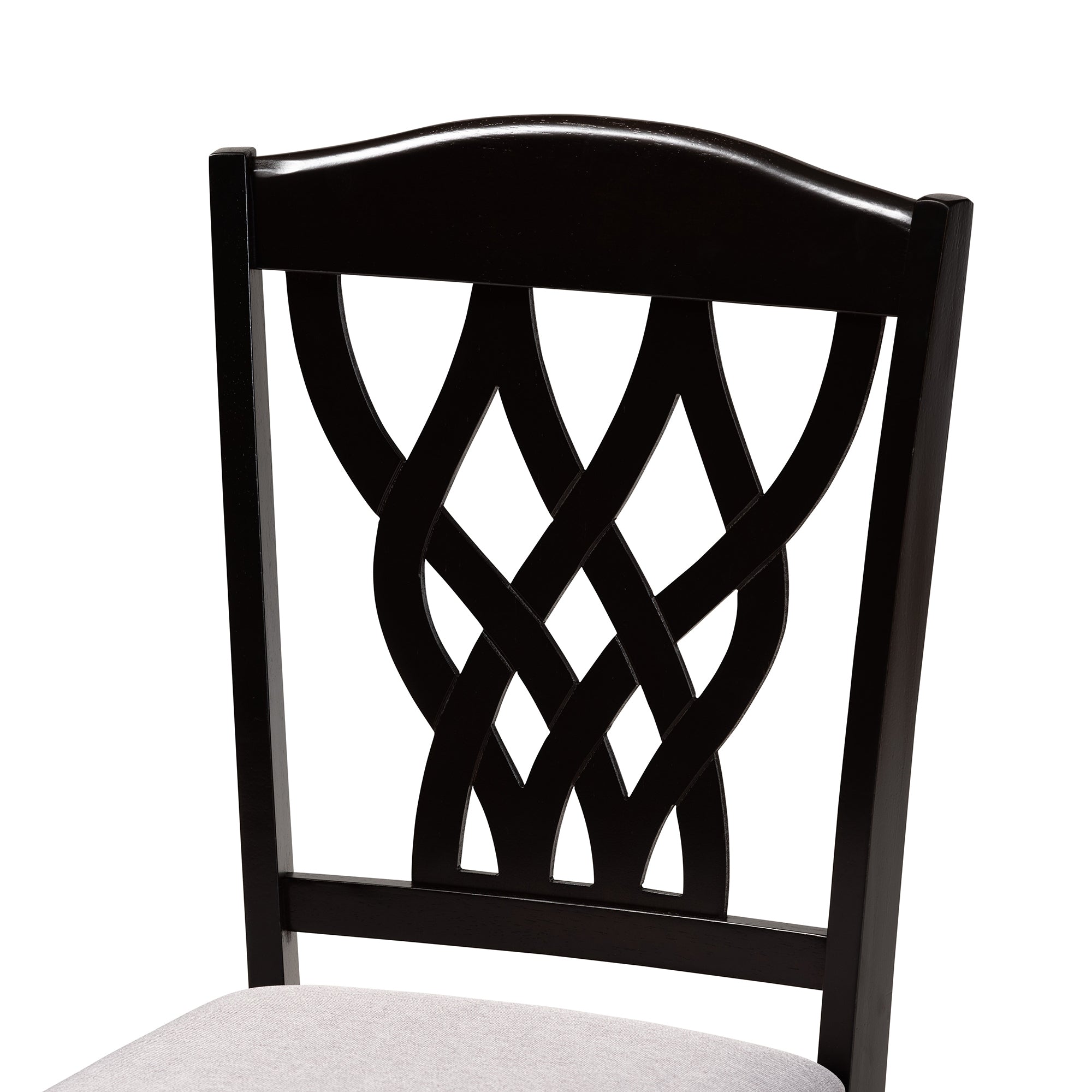 Baxton Studio Delilah Modern and Contemporary Grey Fabric Upholstered and Dark Brown Finished Wood 2-Piece Dining Chair Set