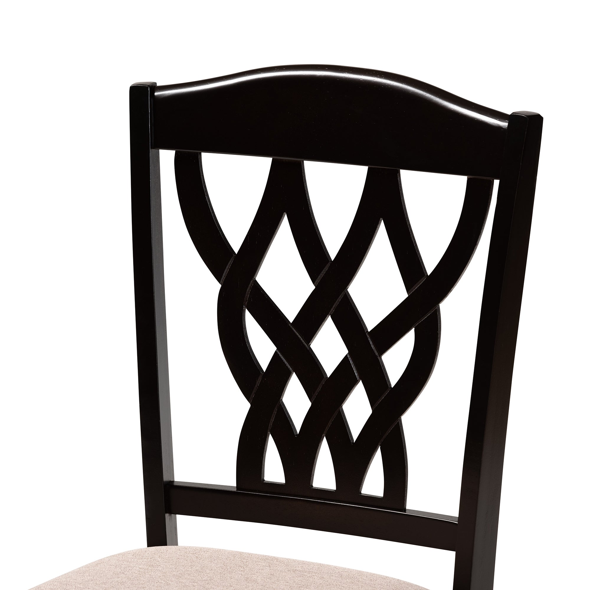 Baxton Studio Delilah Modern and Contemporary Sand Fabric Upholstered and Dark Brown Finished Wood 2-Piece Dining Chair Set
