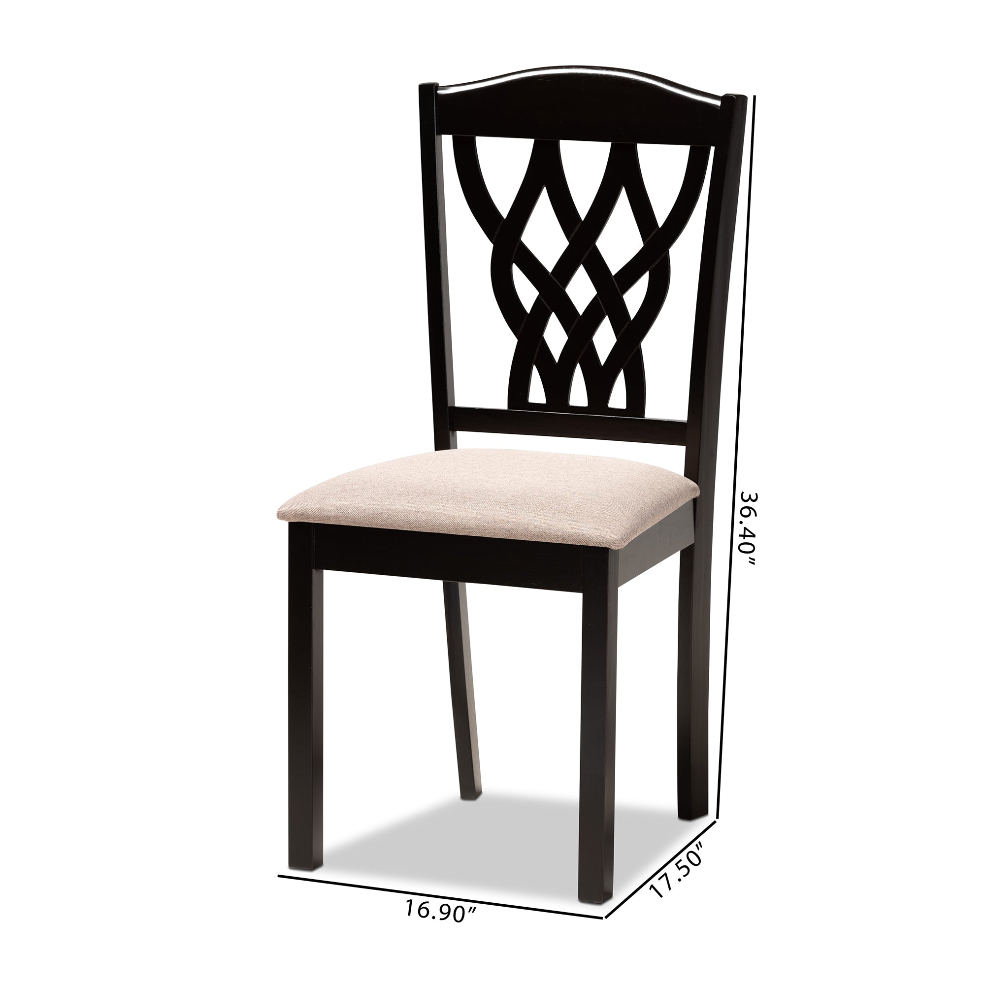 Baxton Studio Delilah Modern and Contemporary Sand Fabric Upholstered and Dark Brown Finished Wood 2-Piece Dining Chair Set