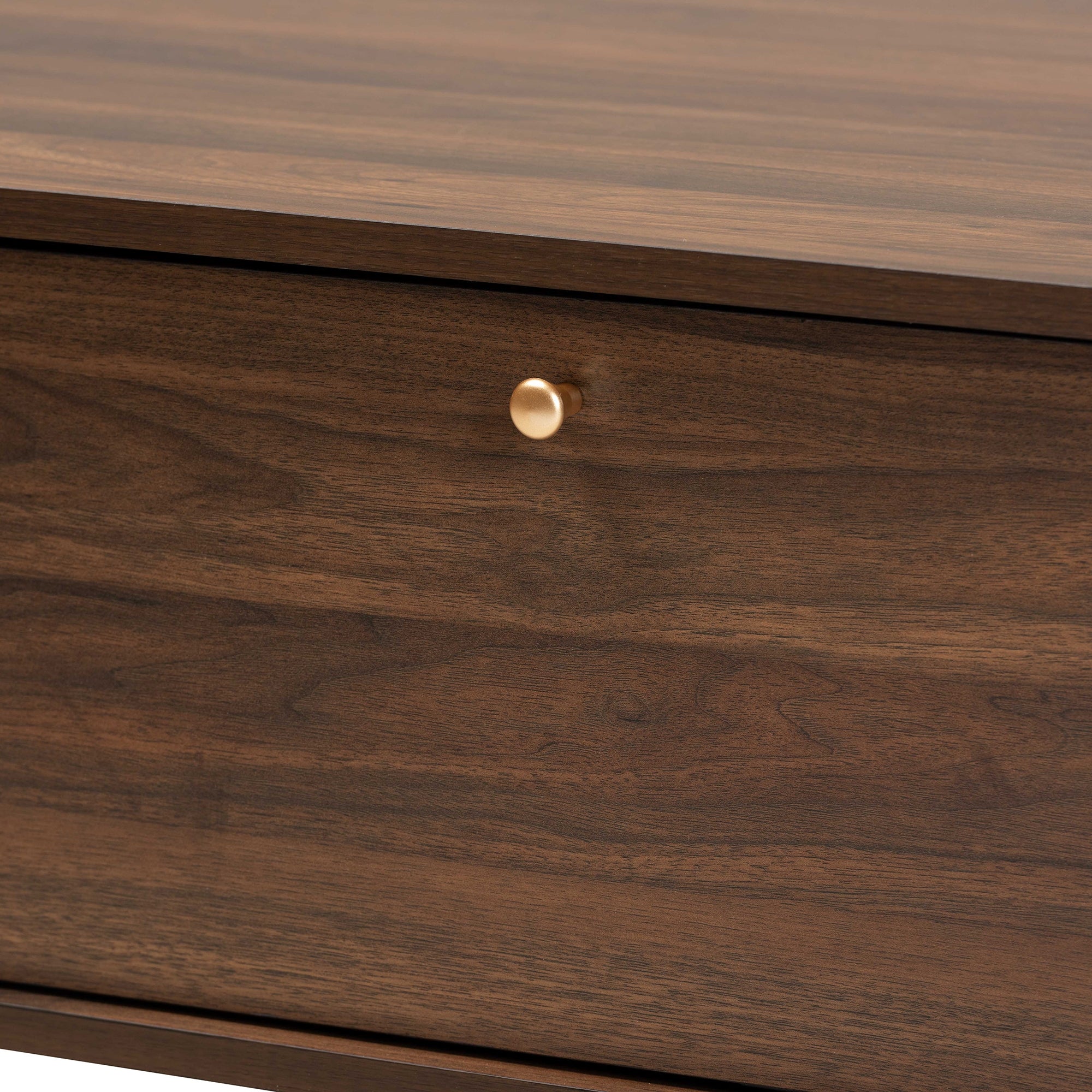 Baxton Studio Edel Mid-Century Modern Walnut Brown and Gold Finished Wood Coffee Table