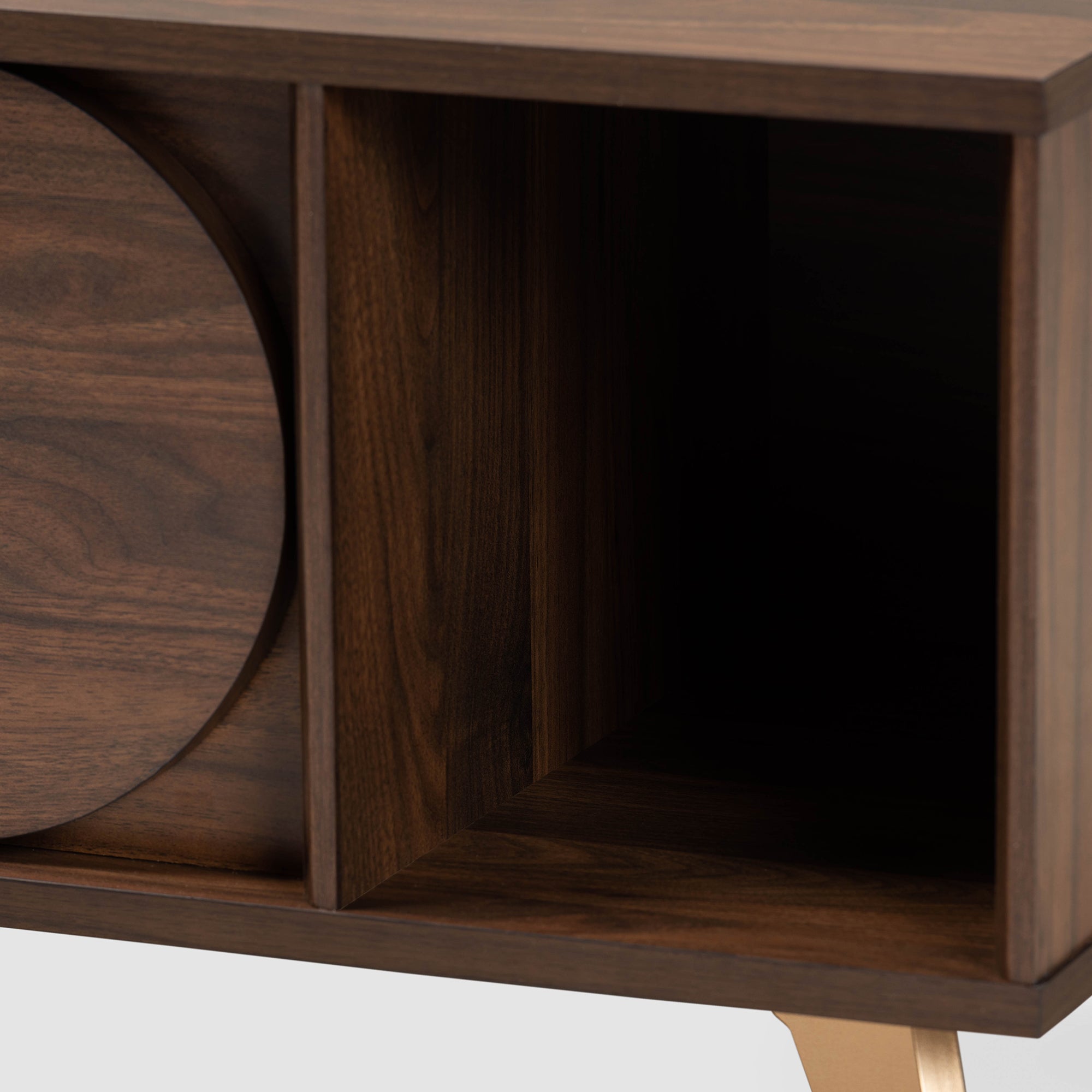 Baxton Studio Edel Mid-Century Modern Walnut Brown and Gold Finished Wood Coffee Table
