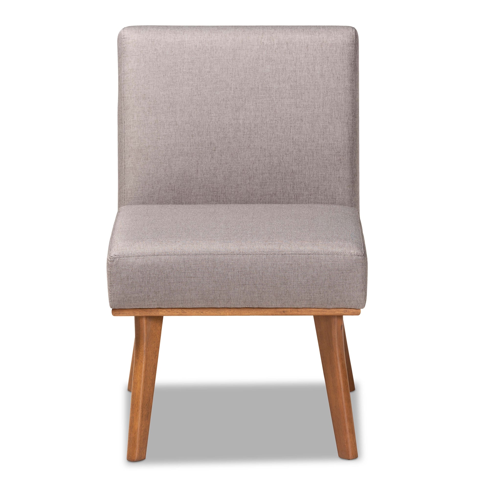 Baxton Studio Odessa Mid-Century Modern Grey Fabric Upholstered and Walnut Brown Finished Wood Dining Chair