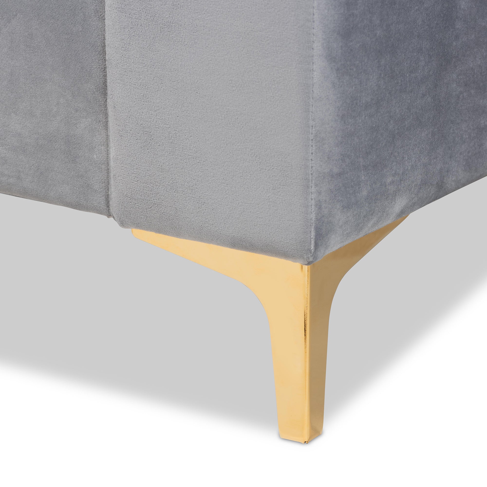Baxton Studio Oksana Modern Contemporary Glam and Luxe Light Grey Velvet Fabric Upholstered and Gold Finished Twin Size Daybed