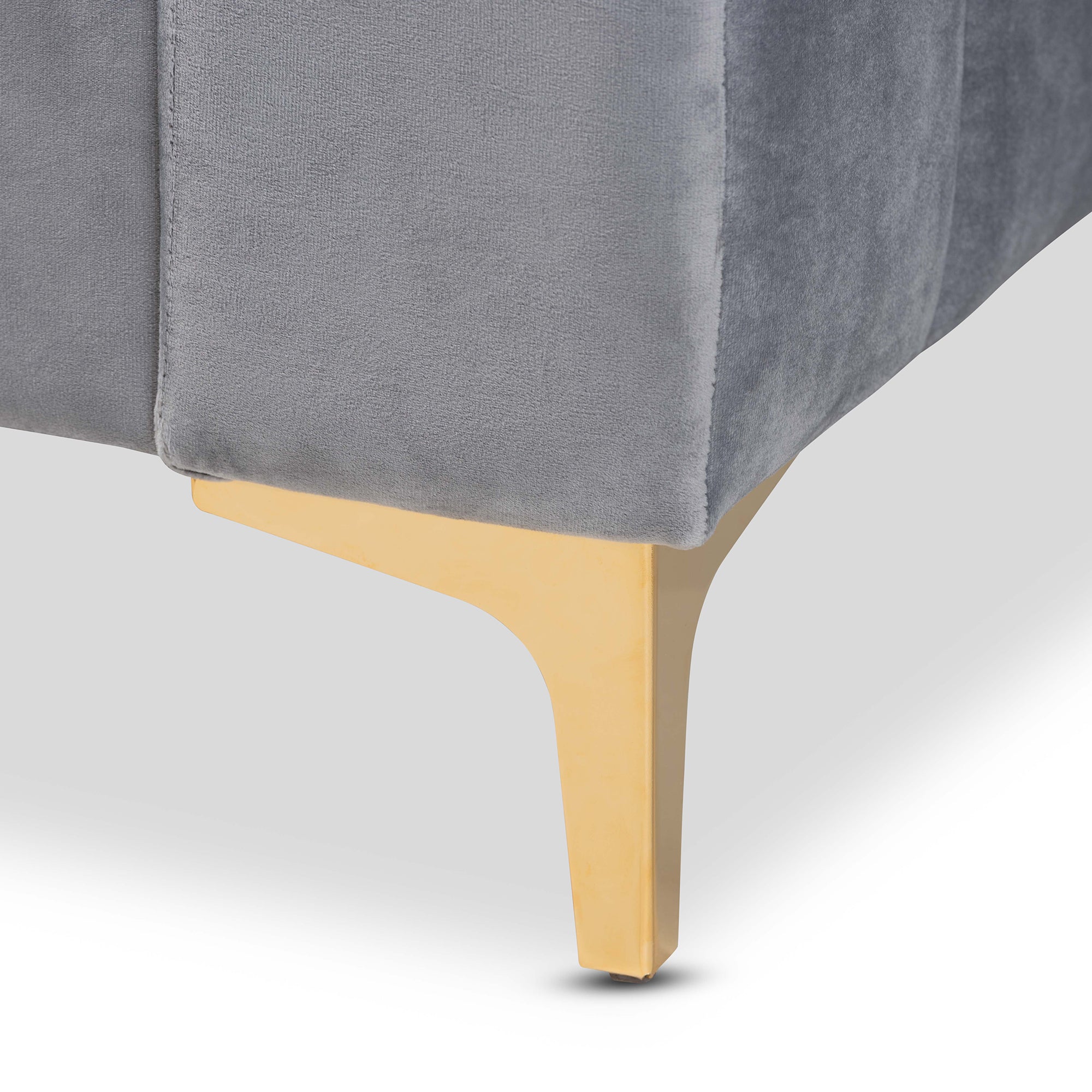 Baxton Studio Oksana Modern Contemporary Glam and Luxe Light Grey Velvet Fabric Upholstered and Gold Finished Full Size Daybed