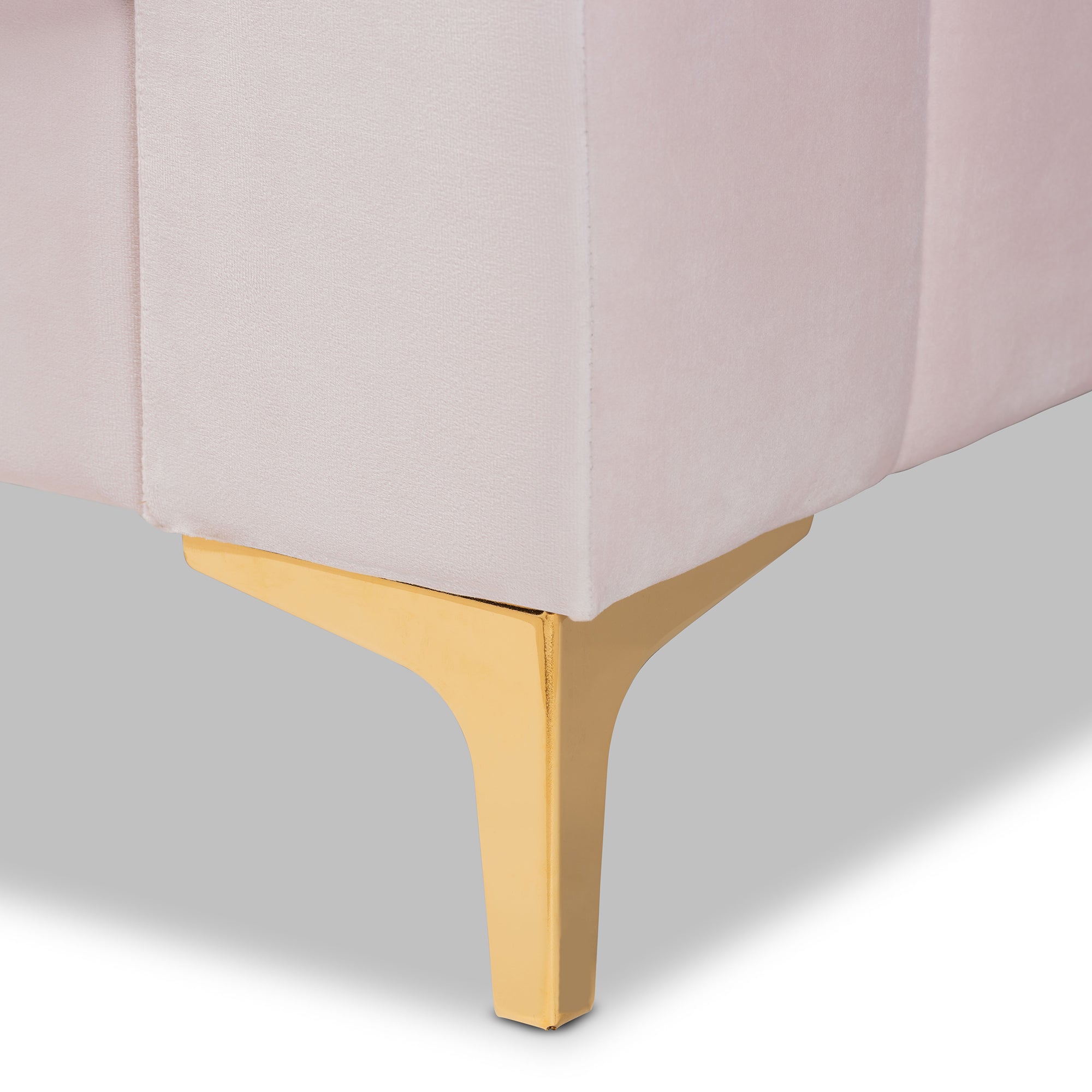 Baxton Studio Oksana Modern Contemporary Glam and Luxe Light Pink Velvet Fabric Upholstered and Gold Finished Queen Size Daybed