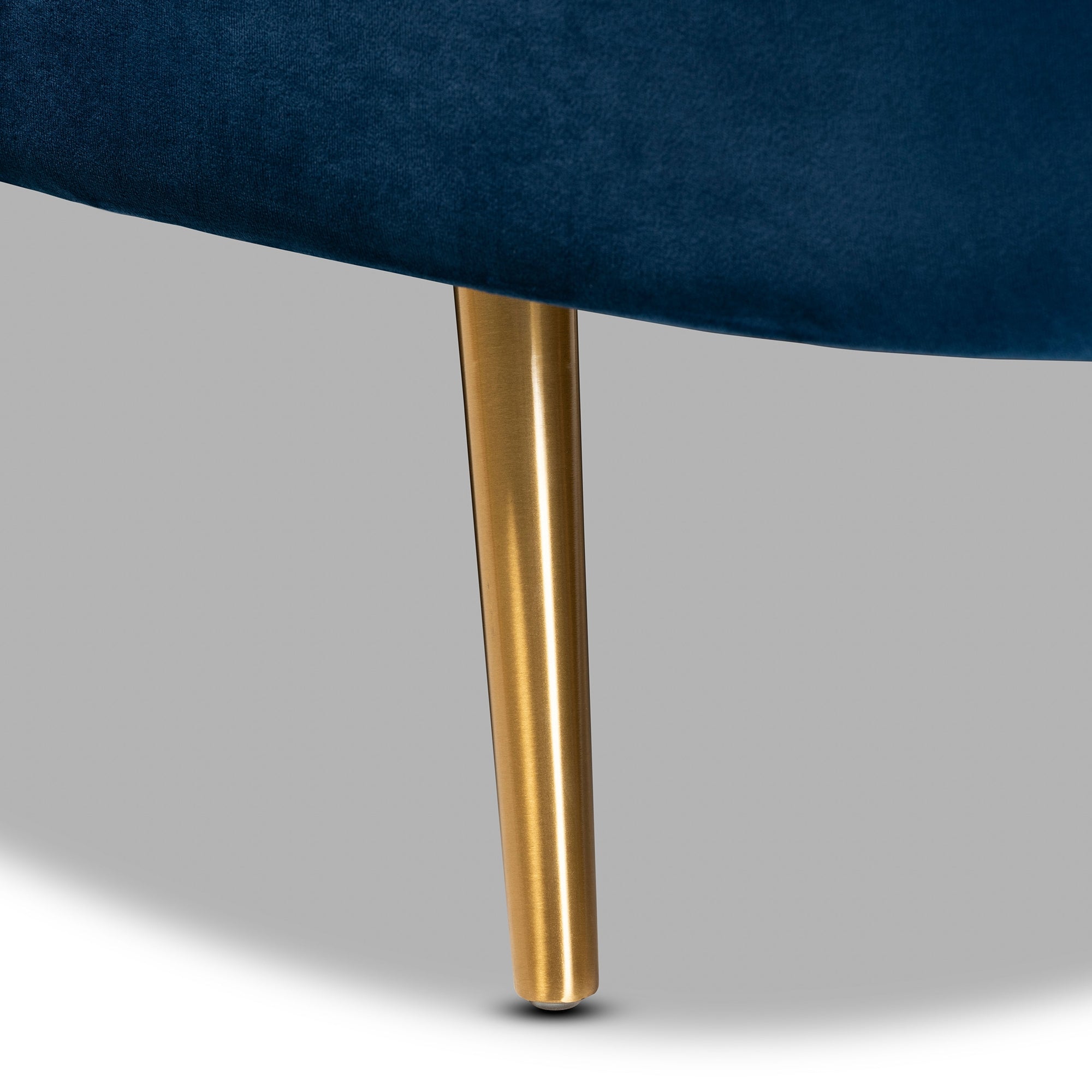 Baxton Studio Kailyn Glam and Luxe Navy Blue Velvet Fabric Upholstered and Gold Finished Chaise