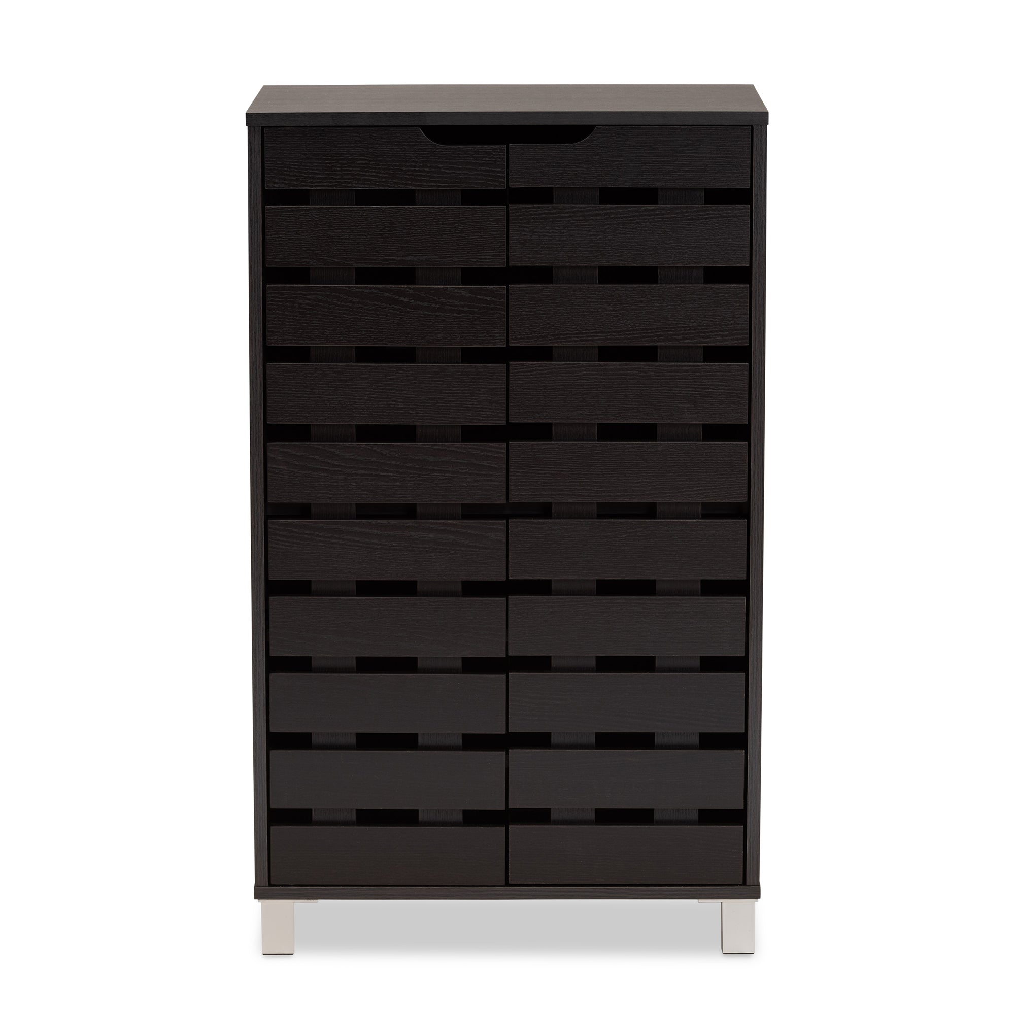 Baxton Studio Ernest Modern and Contemporary Dark Brown Finished Wood 2-Door Shoe Storage Cabinet