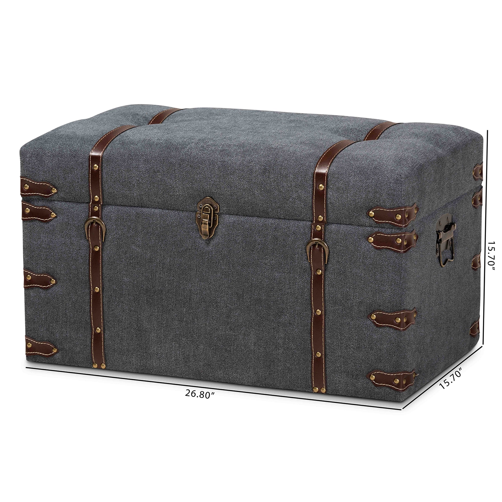 Baxton Studio Palma Modern and Contemporary Transitional Grey Fabric Upholstered Storage Trunk Ottoman