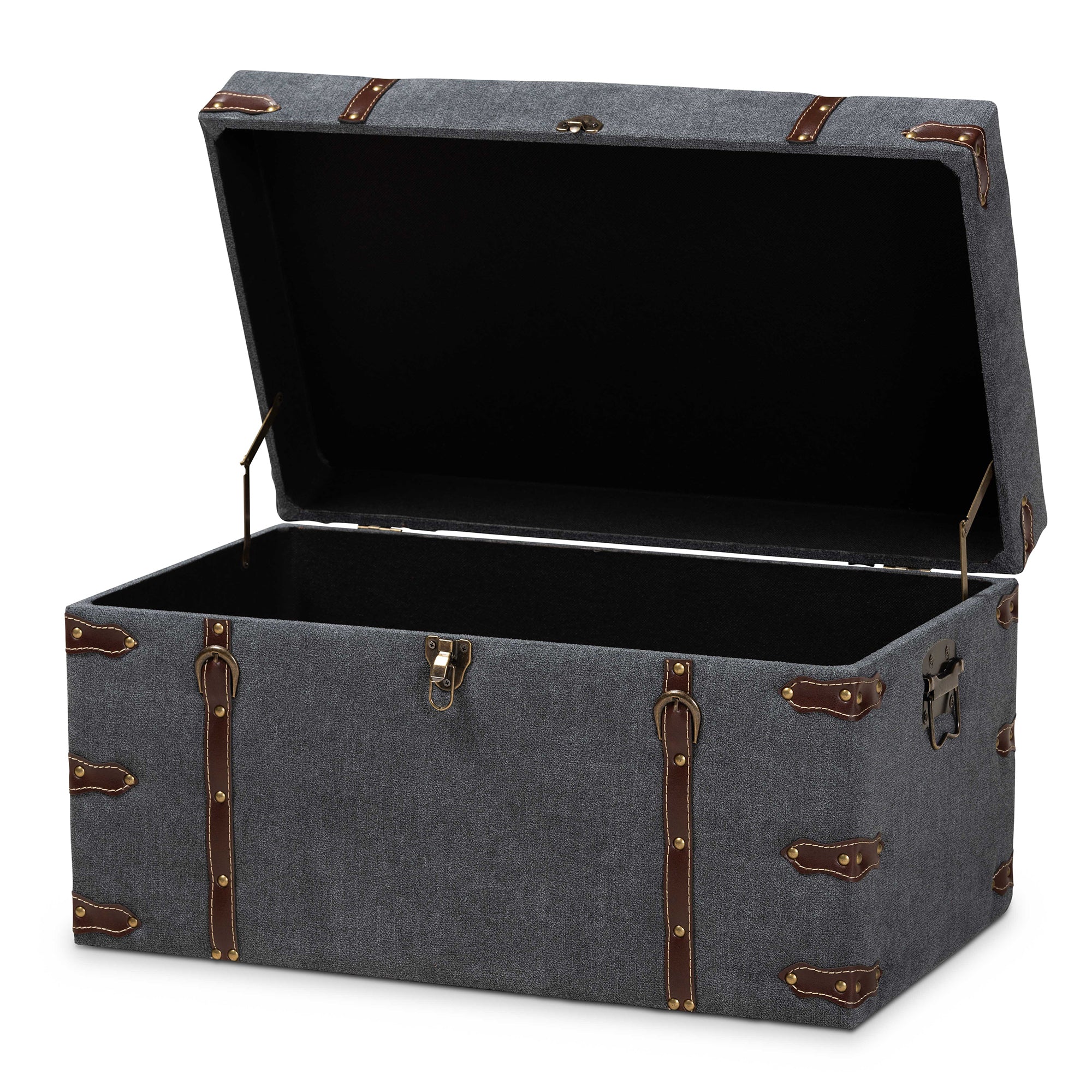 Baxton Studio Palma Modern and Contemporary Transitional Grey Fabric Upholstered Storage Trunk Ottoman